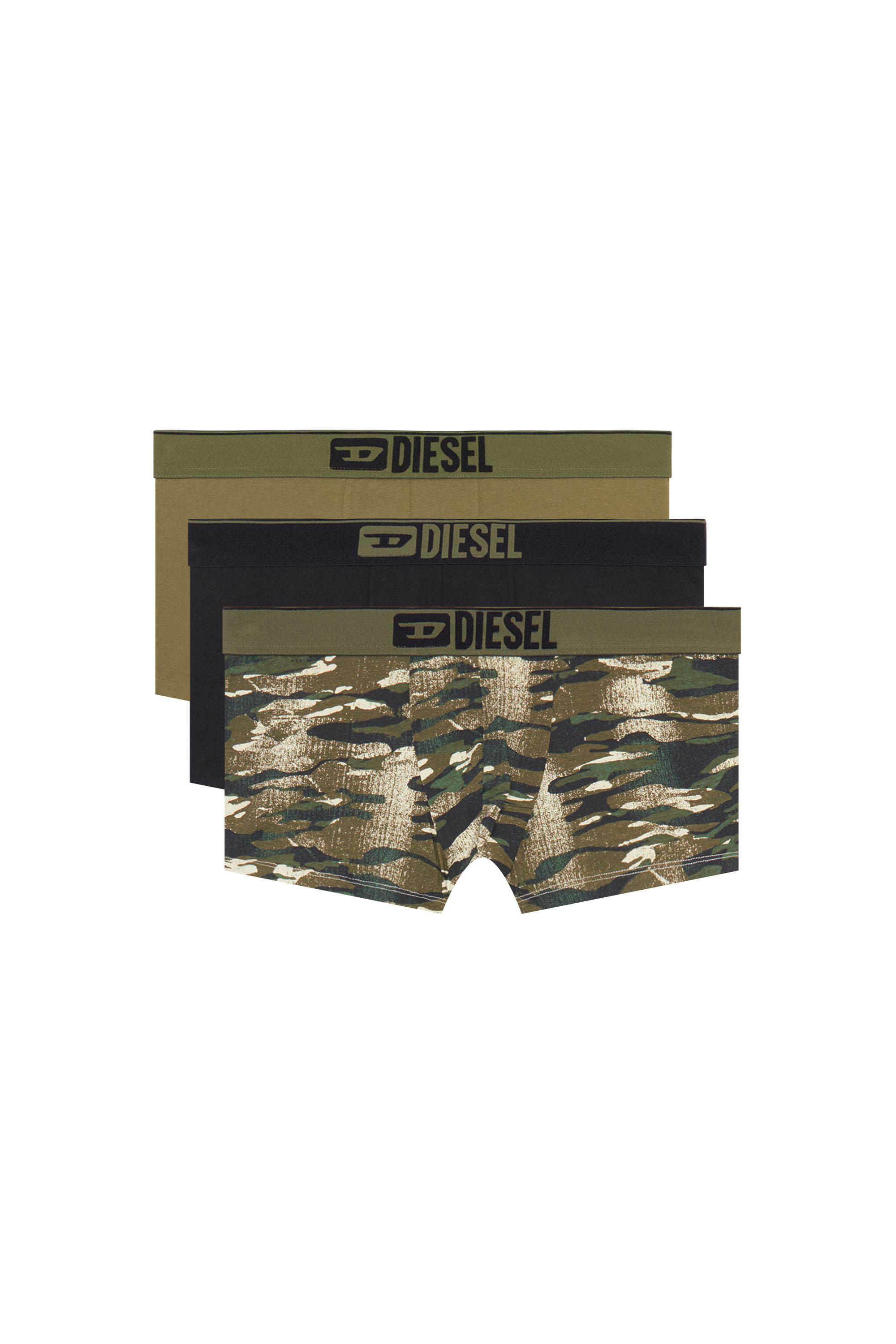 Diesel - UMBX-DAMIENTHREEPACK, Man 3-pack boxer briefs plain and camo in Green - Image 1