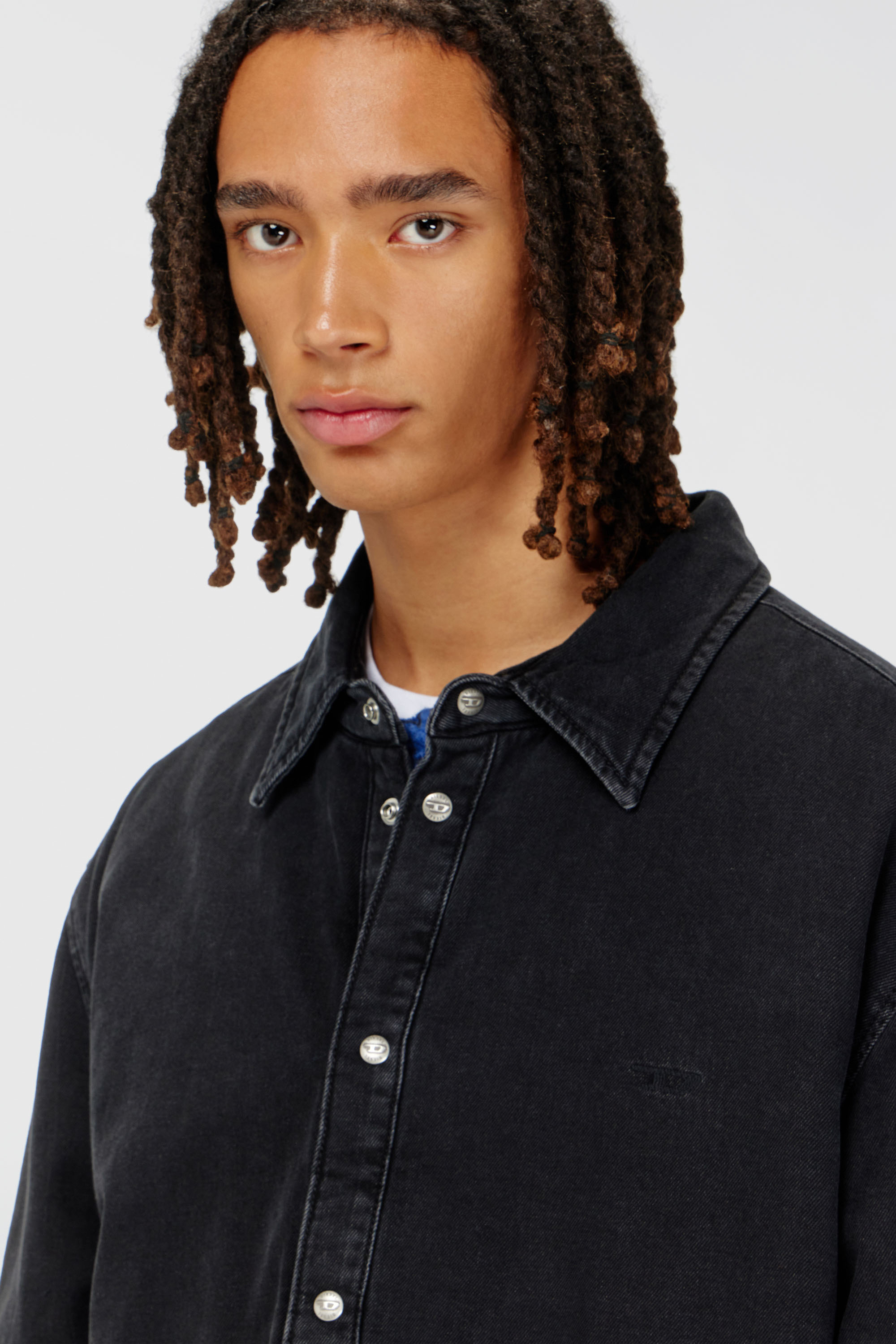 Diesel - D-FLAIM-D, Man's Padded denim overshirt in Black - 5