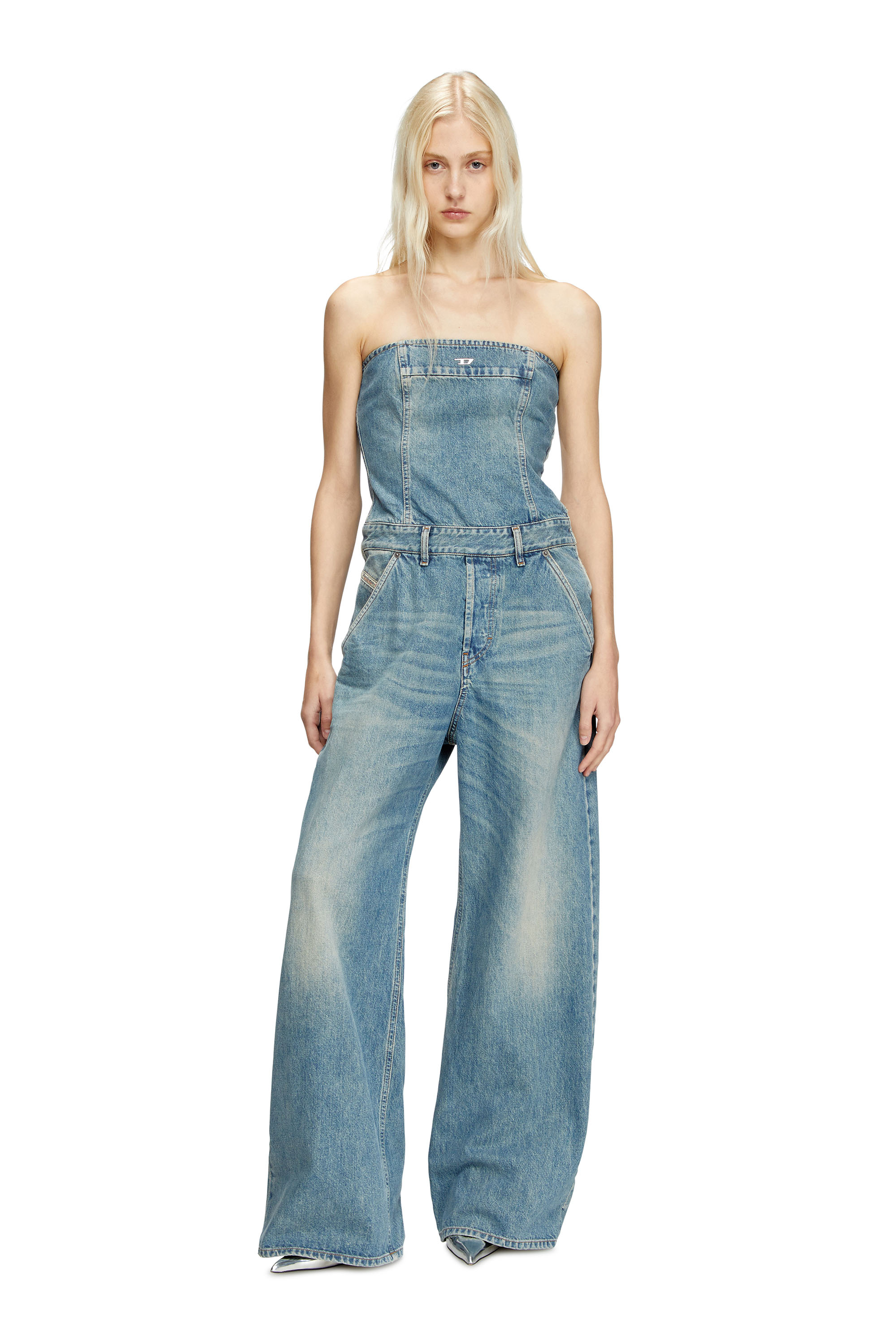 DE-BRIDE, Light Blue Diesel - DE-BRIDE, Woman's Denim strapless jumpsuit in Light Blue - 1
