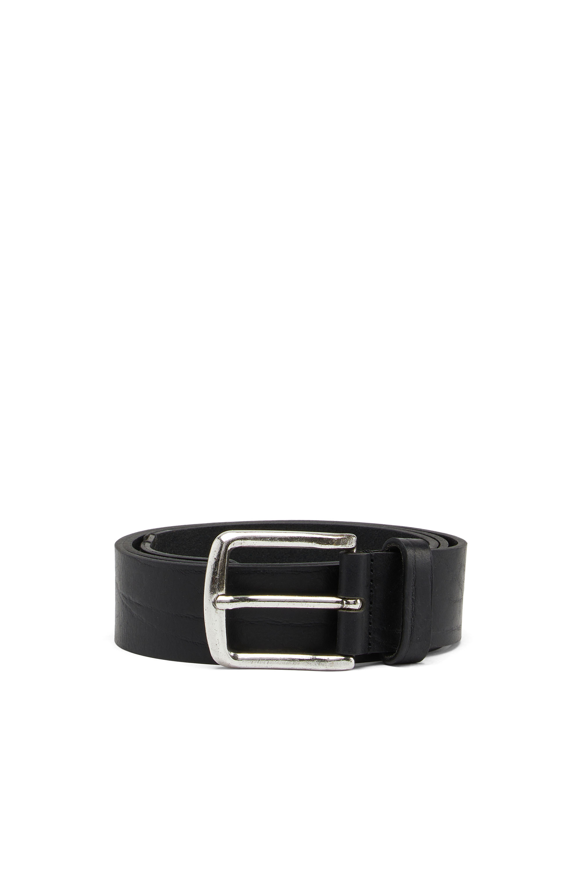 Diesel - B-LINE, Man's 3.9cm treated leather belt with diesel logo in Black - 1