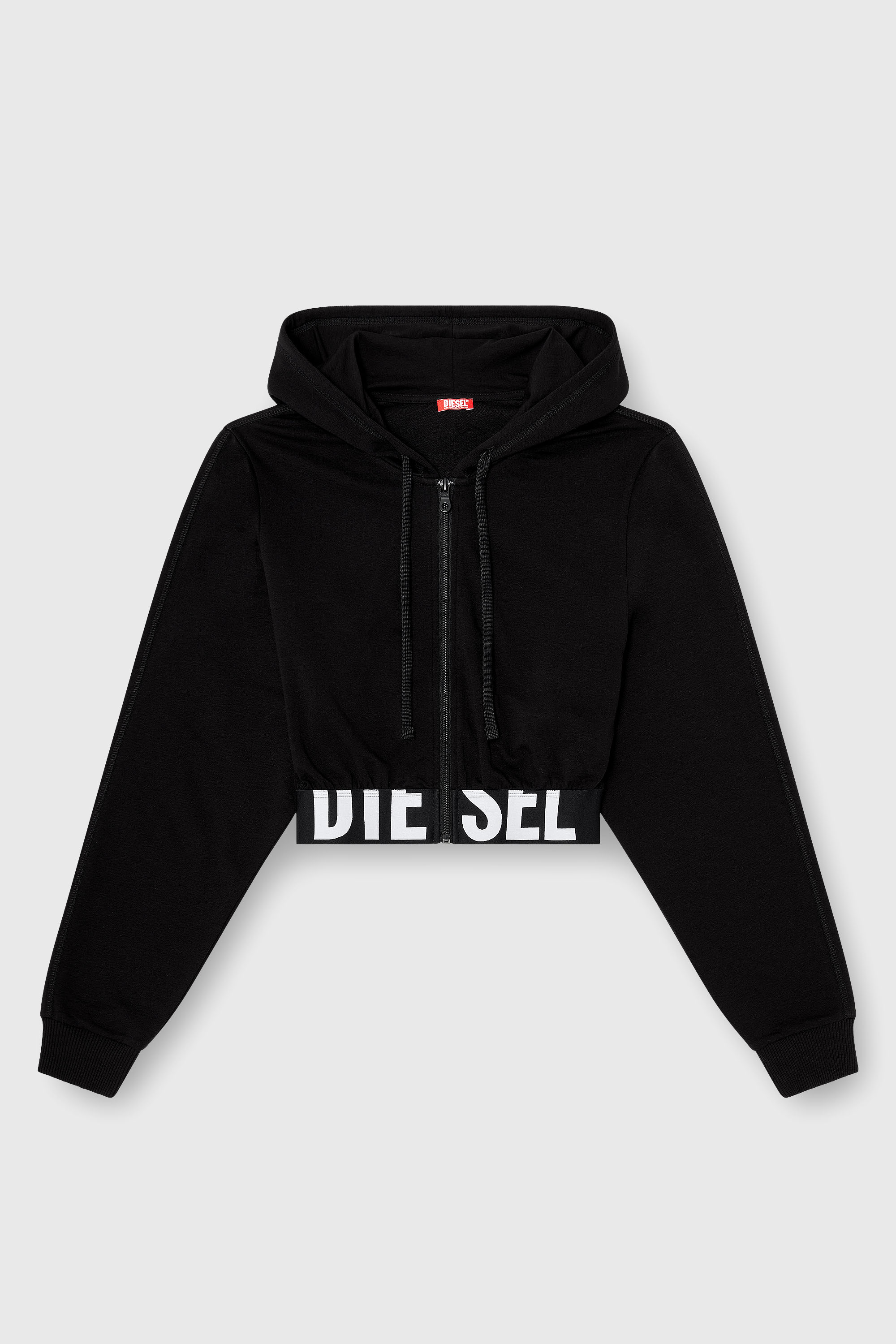 Diesel - NIKA-D-POP, Woman's Cropped hoodie with logo band in Black - 2