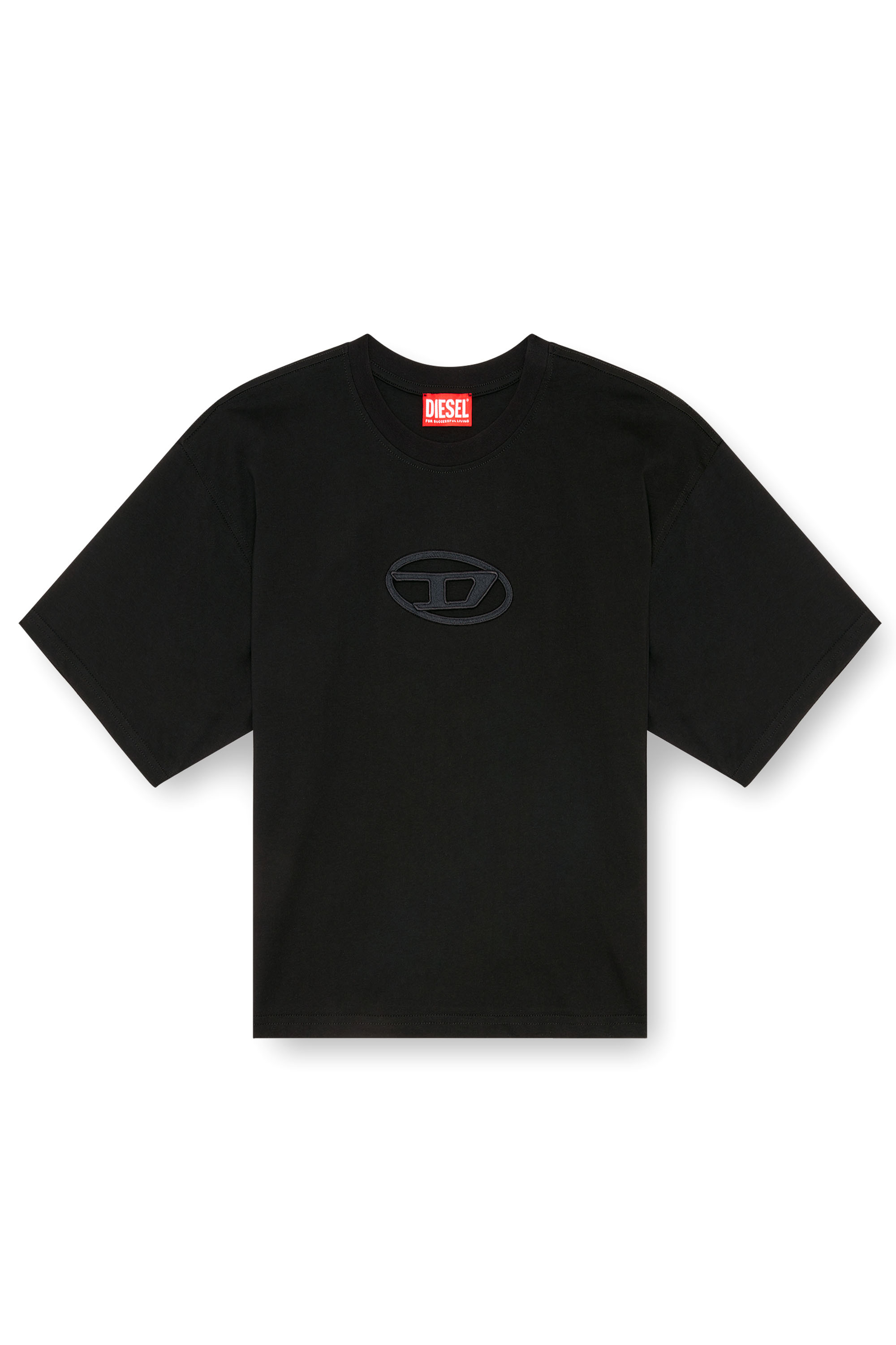 Diesel - T-BUXT-CROP-OD, Woman Boxy T-shirt with cut-out Oval D logo in Black - Image 3