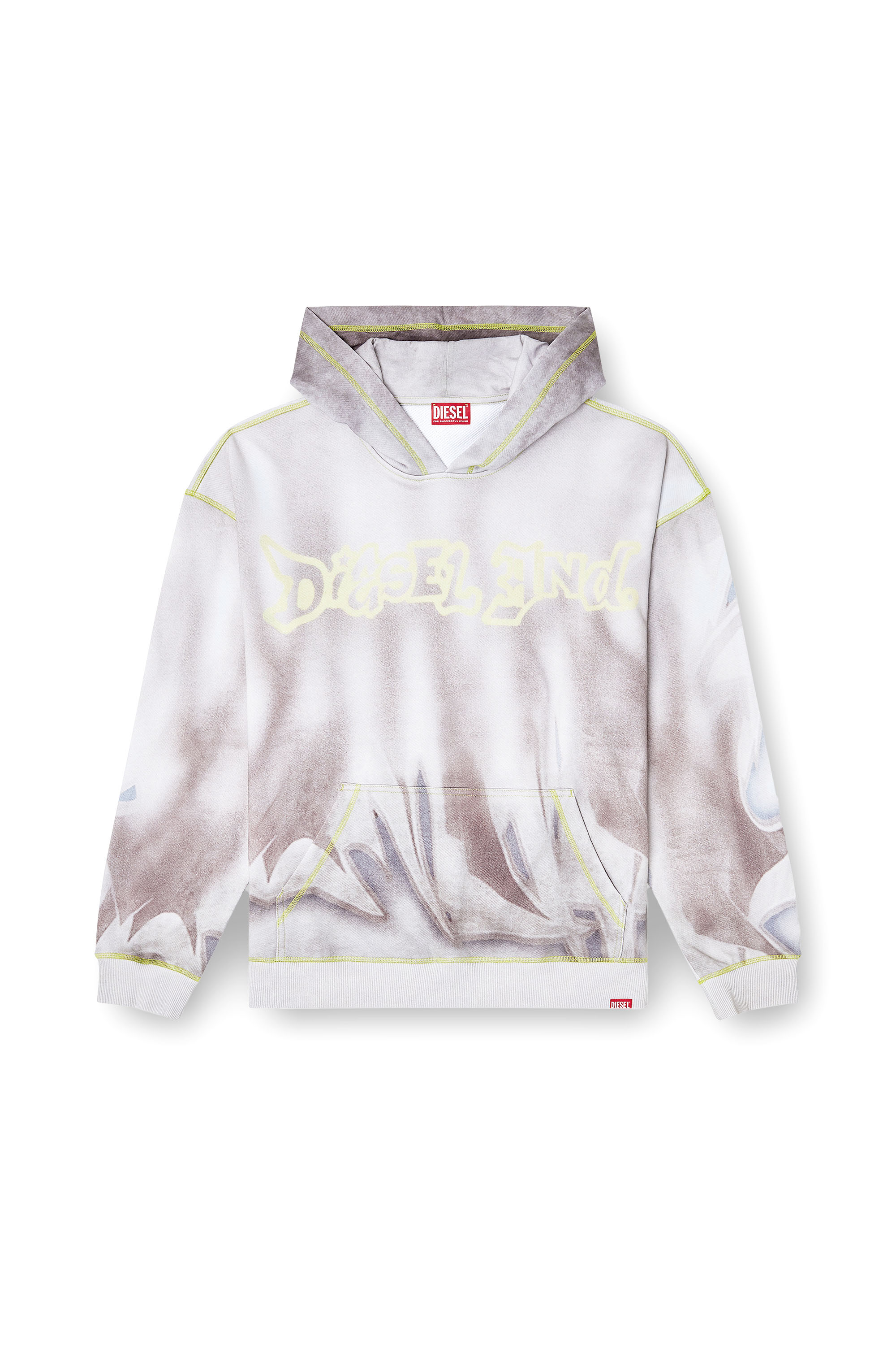 Diesel - S-BOXT-HOOD-SHOW, Man's Hoodie with graffiti print in Light Grey - 2
