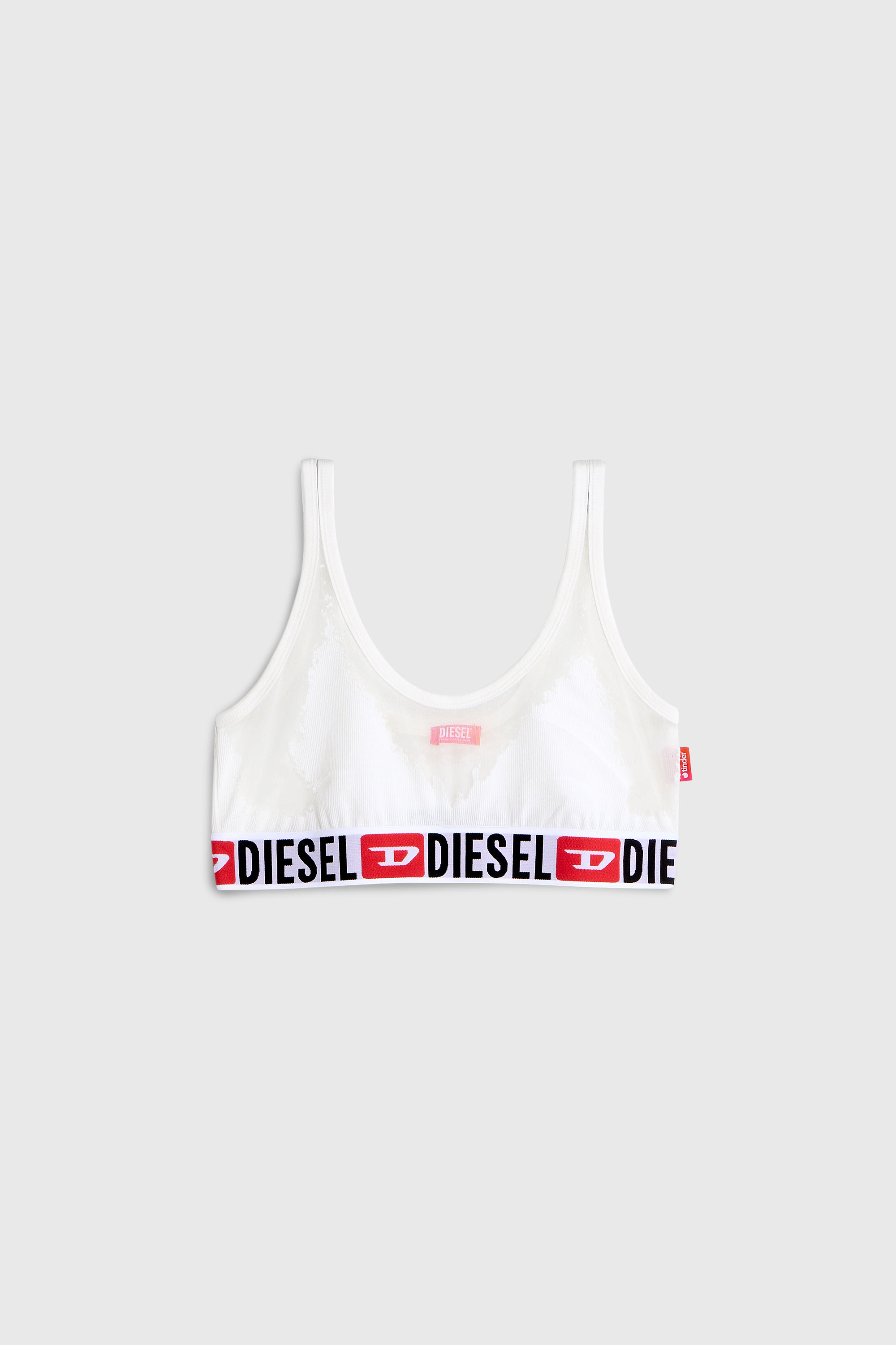 Diesel - PR-ORIBA-D-CORE, Woman's Bralette with sheer devor&eacute; effect in White - 2