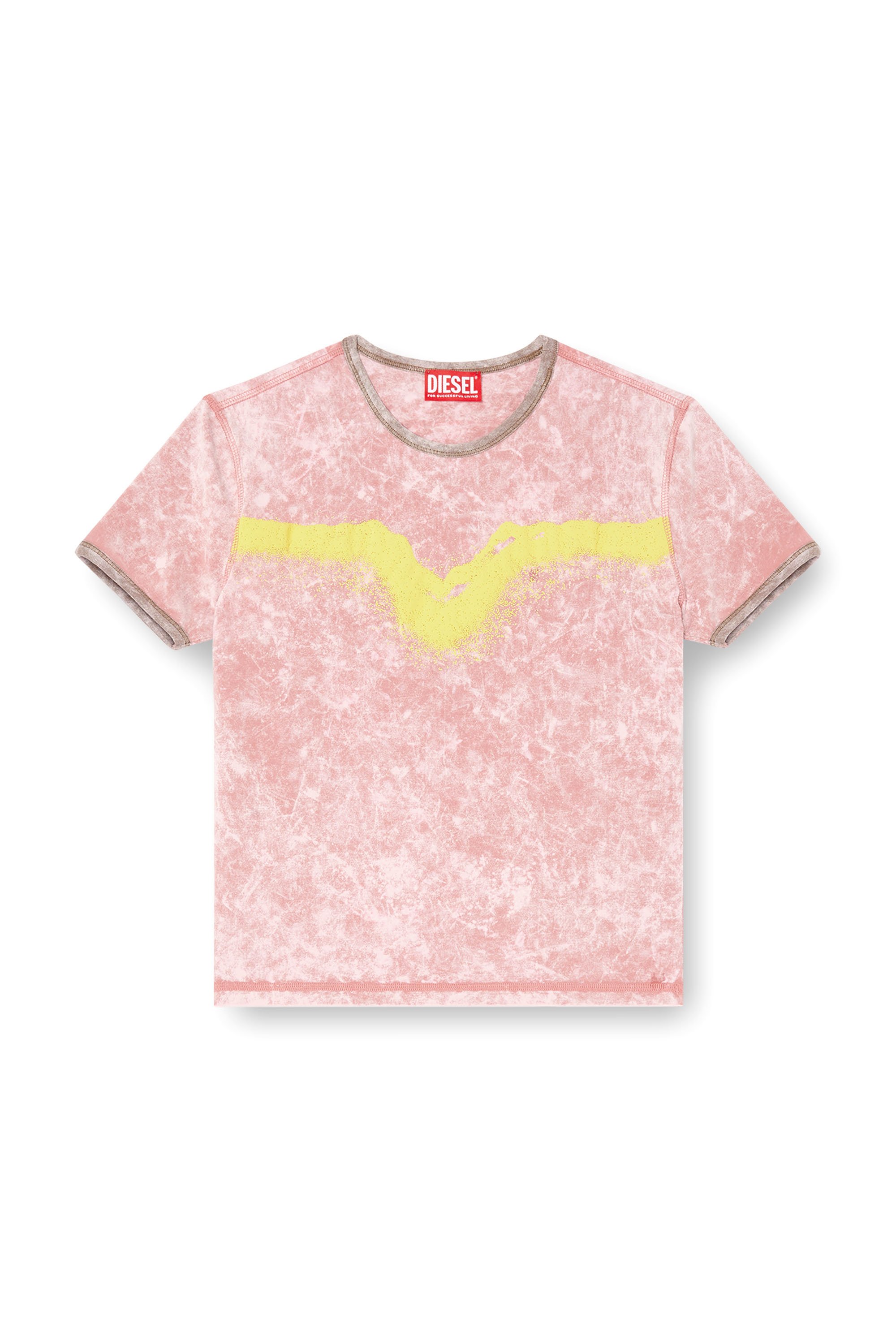 Diesel - T-UNCUTIE-LONG-Q3, Woman's Slim fit T-shirt with Oval D puff print in Pink - 3