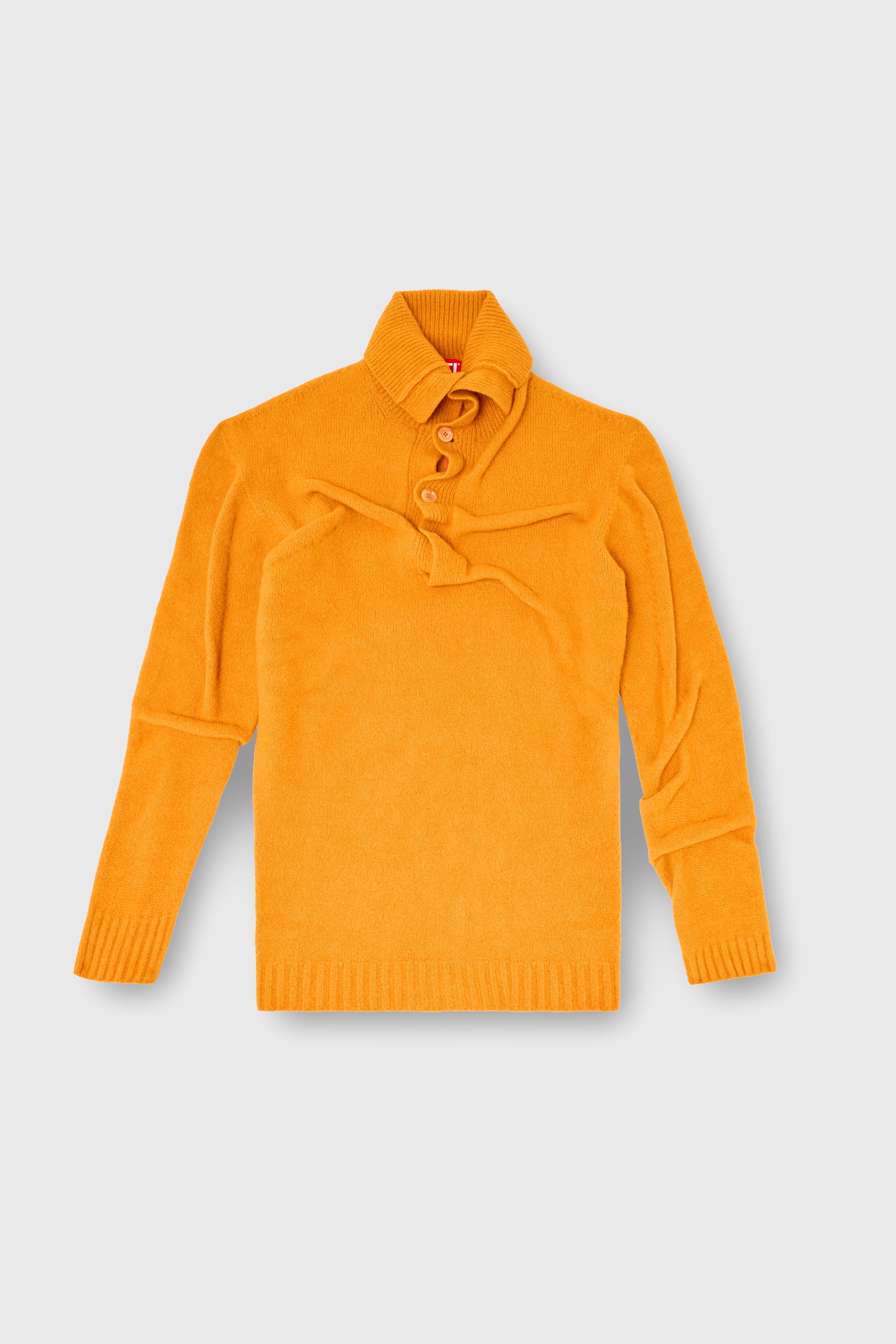 Diesel - K-ANDREW, Man's Button-neck jumper in wrinkled boiled knit in Orange - 2