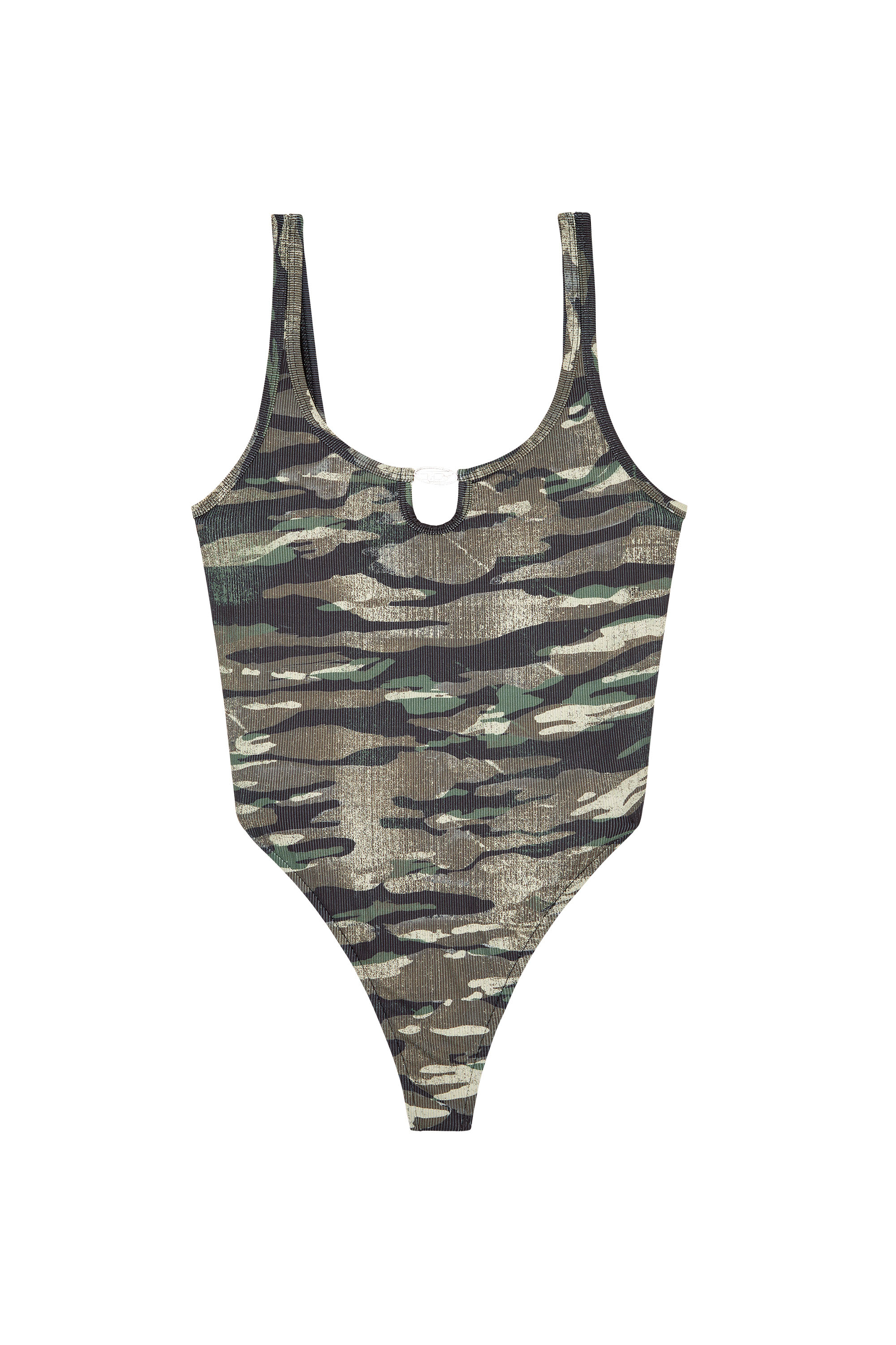 Diesel - BFSW-UT-BODY, Woman Ribbed swimsuit with camo print in Green - Image 4