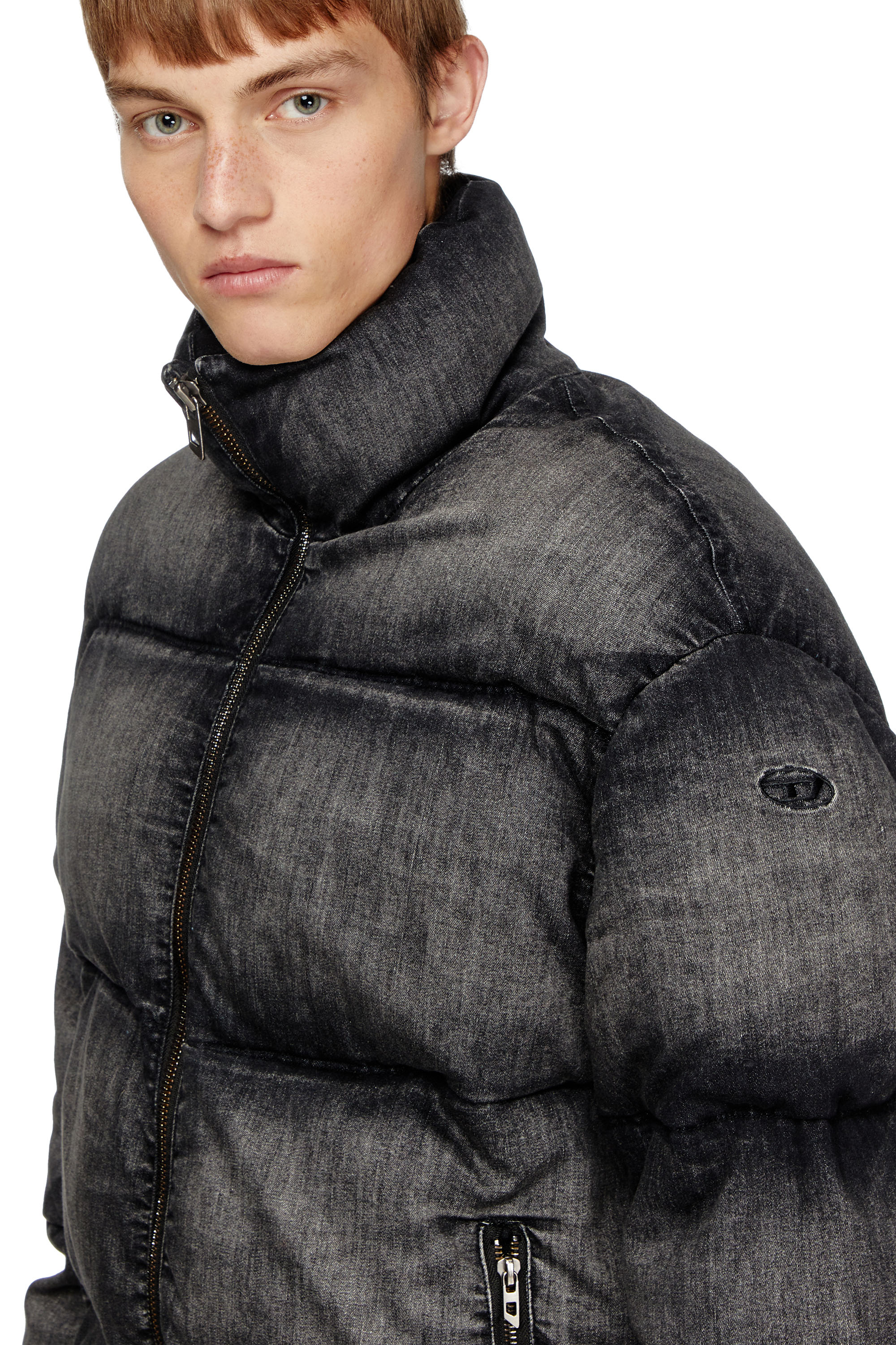 Diesel - W-MONS-A, Unisex's Faded denim puffer jacket in Black - 5