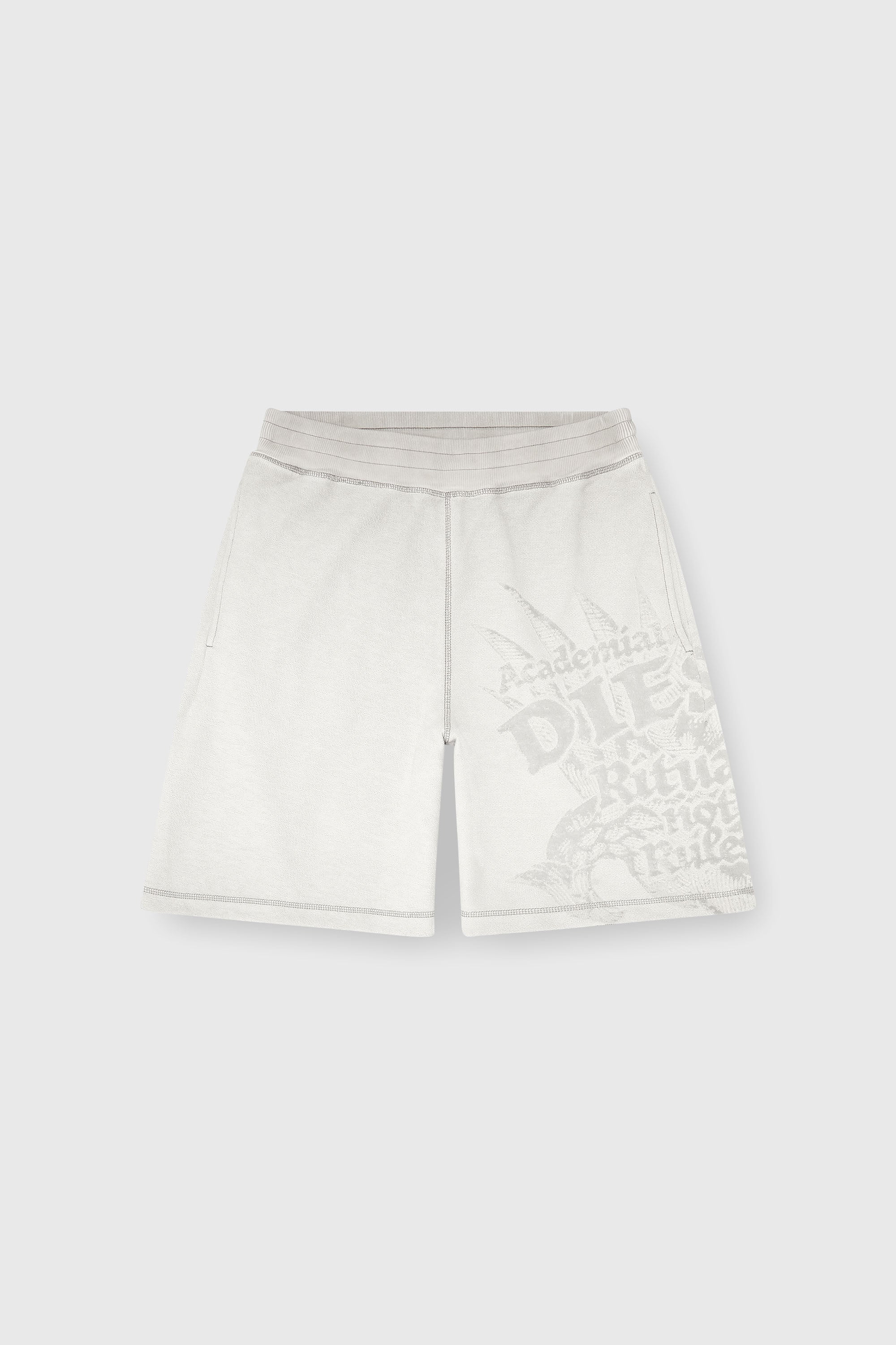 Diesel - P-RAWCROW, Man's Sweatshorts with d&eacute;vor&eacute; motifs in Light Grey - 2