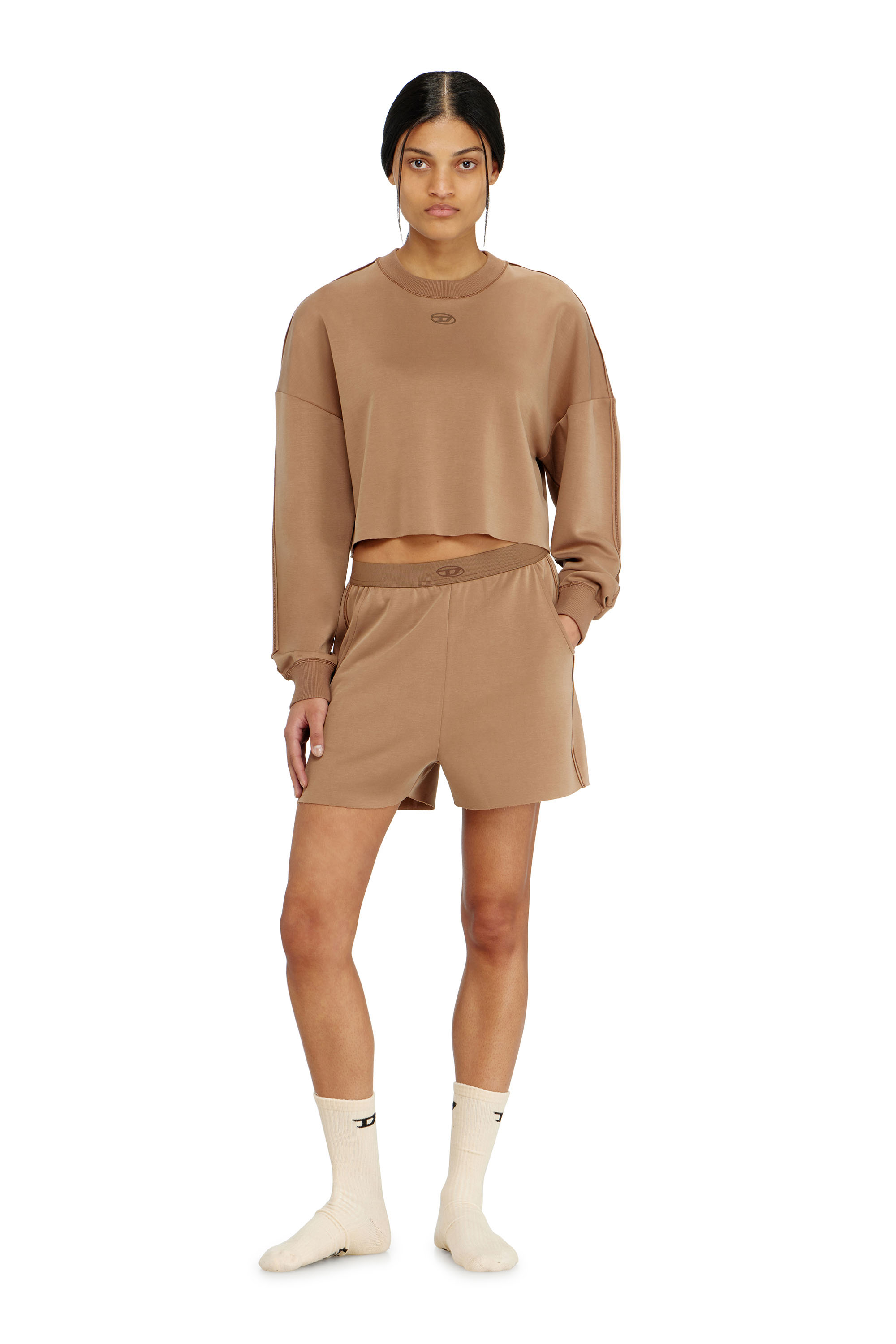 Diesel - BLAKE-UTLT, Woman's Crop top in light stretch scuba in Brown - 2