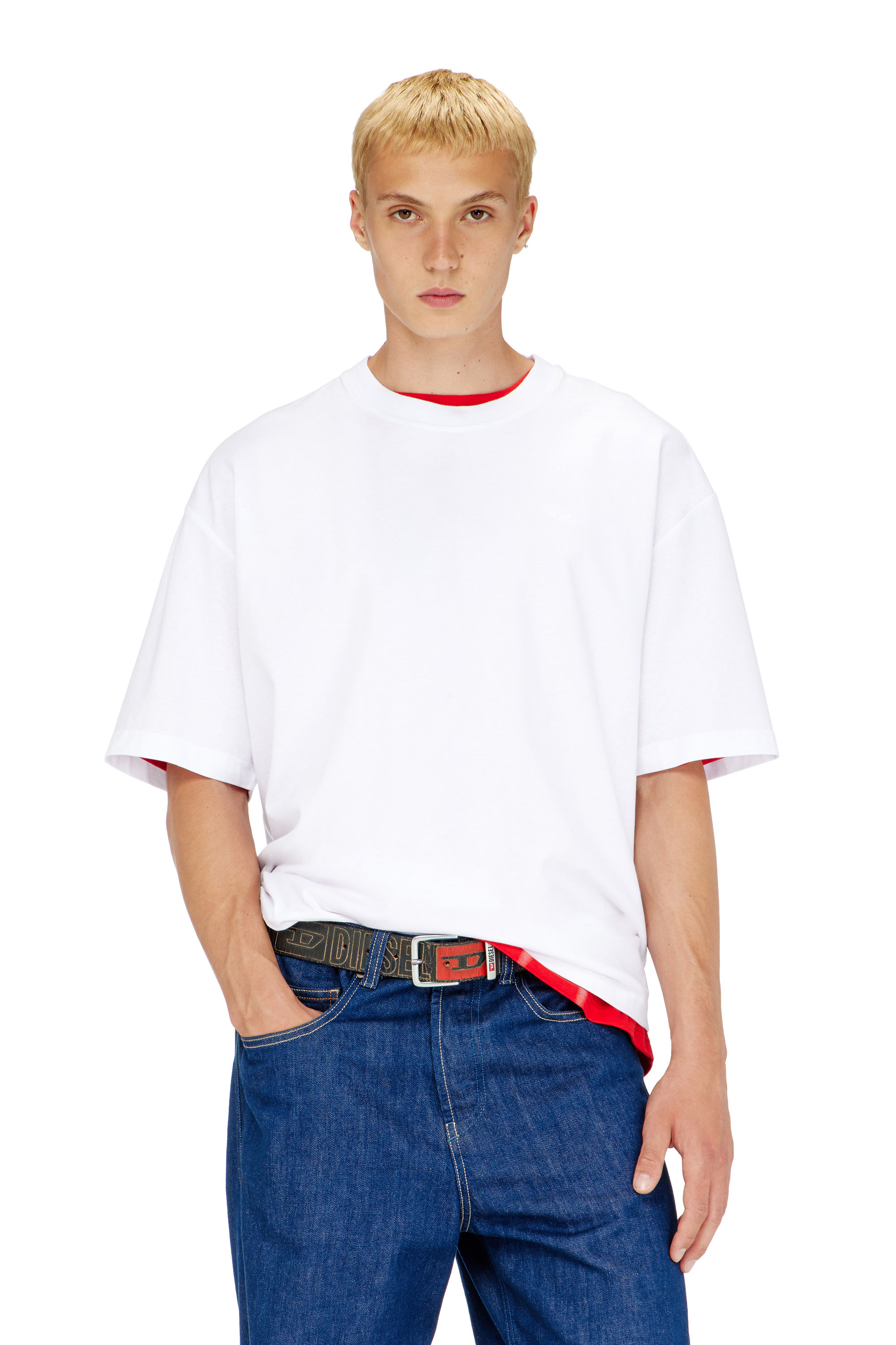 Diesel - T-BOGGY-MEGOVAL-D, Man's T-shirt with maxi oval D embroidery in White - 3