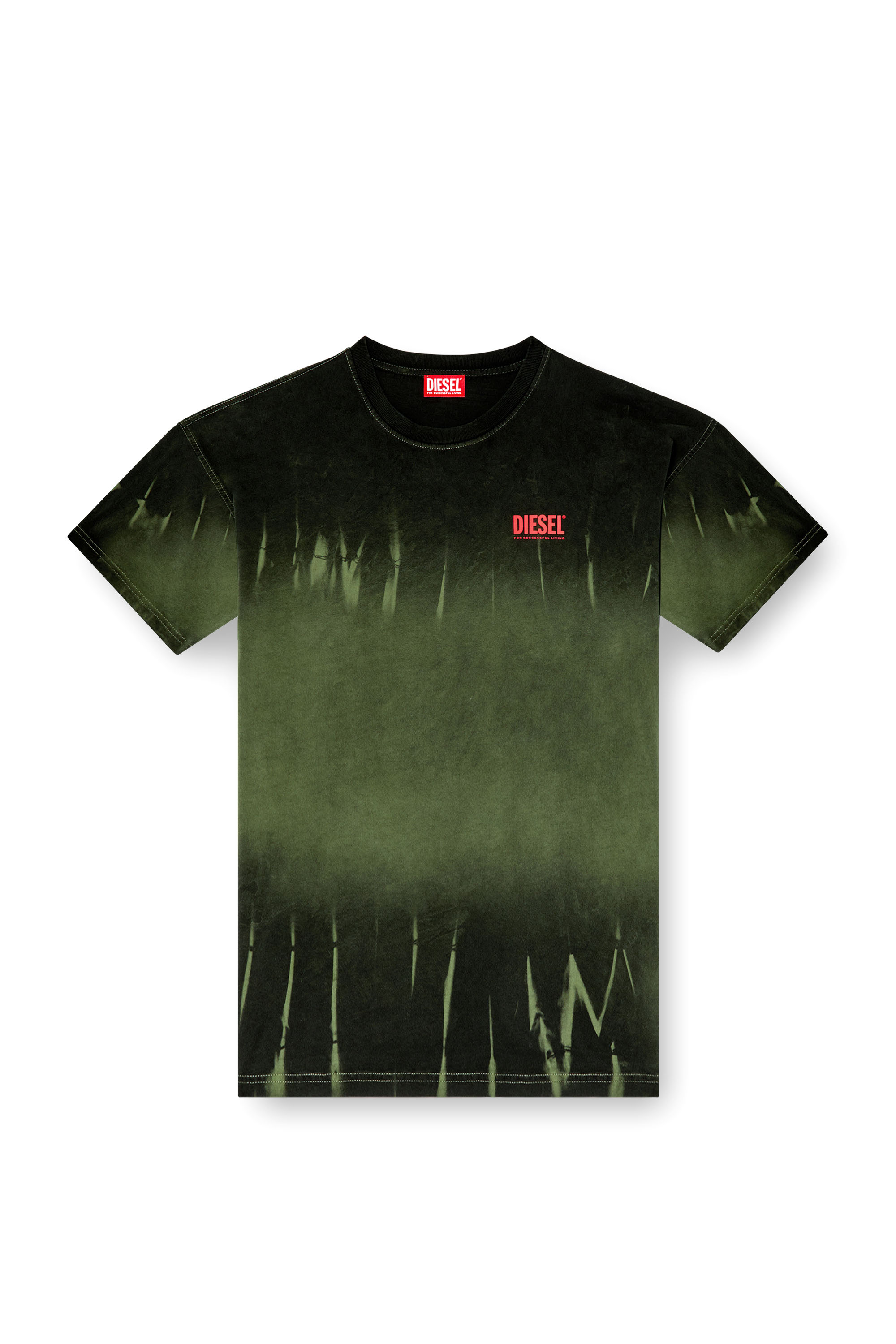 Diesel - T-BOXT-R3, Man's Tie-dye T-shirt with logo print in Dark Green - 3