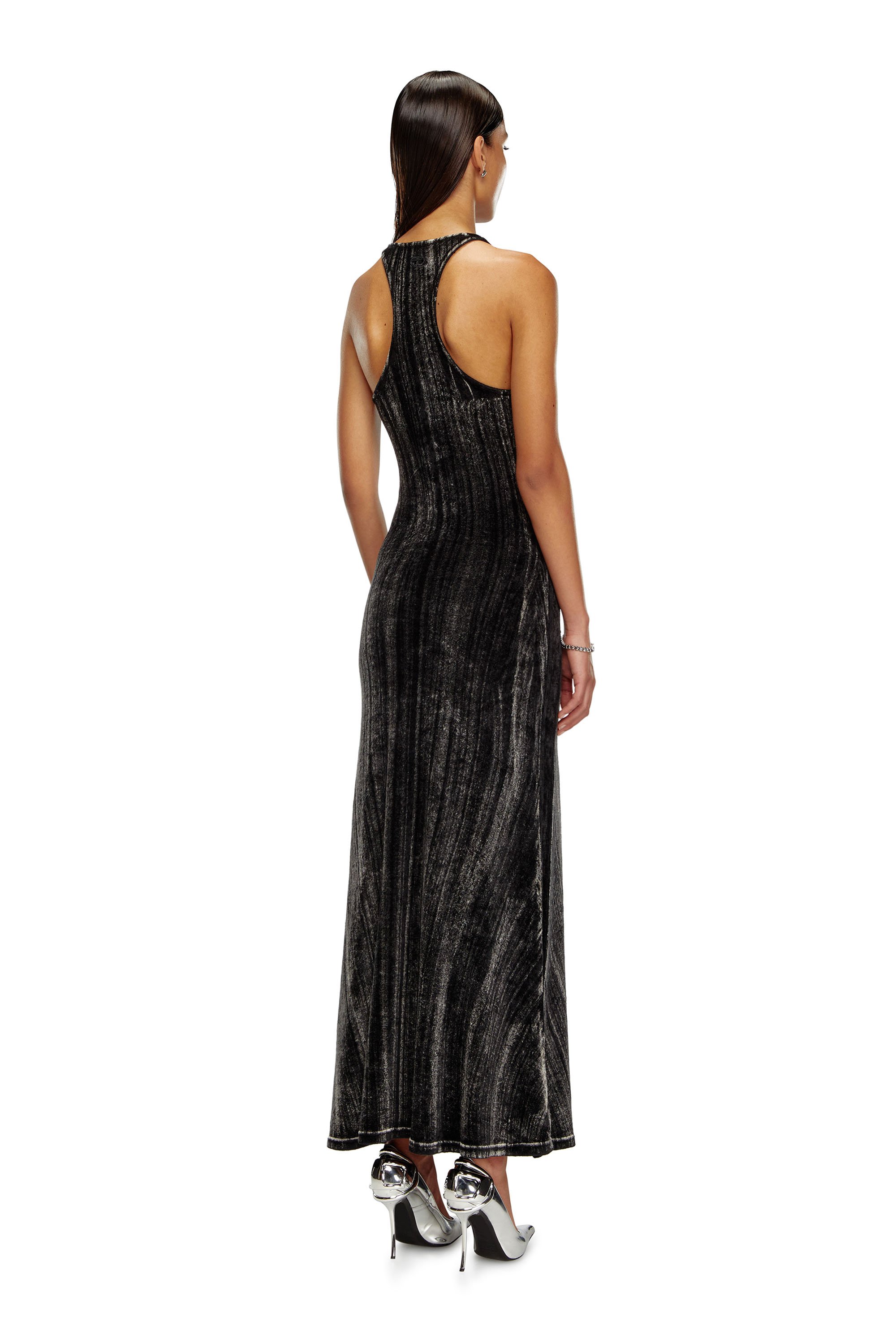 Diesel - D-VOG, Woman Long chenille dress with racerback in Black - Image 2