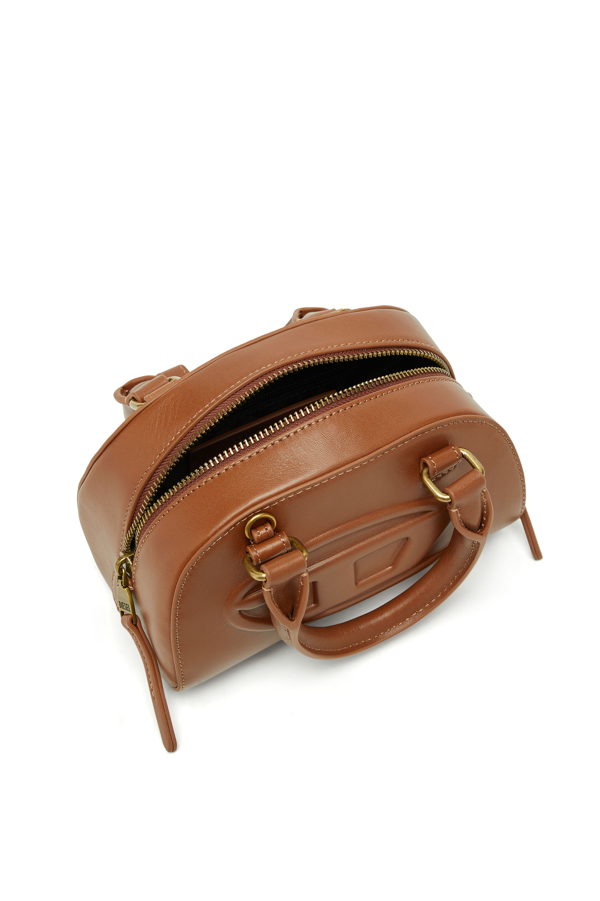 Diesel - 1DR DOME CROSSBODY, Woman's 1DR Dome-Mini bowling bag in pull-up leather in Camel - 3