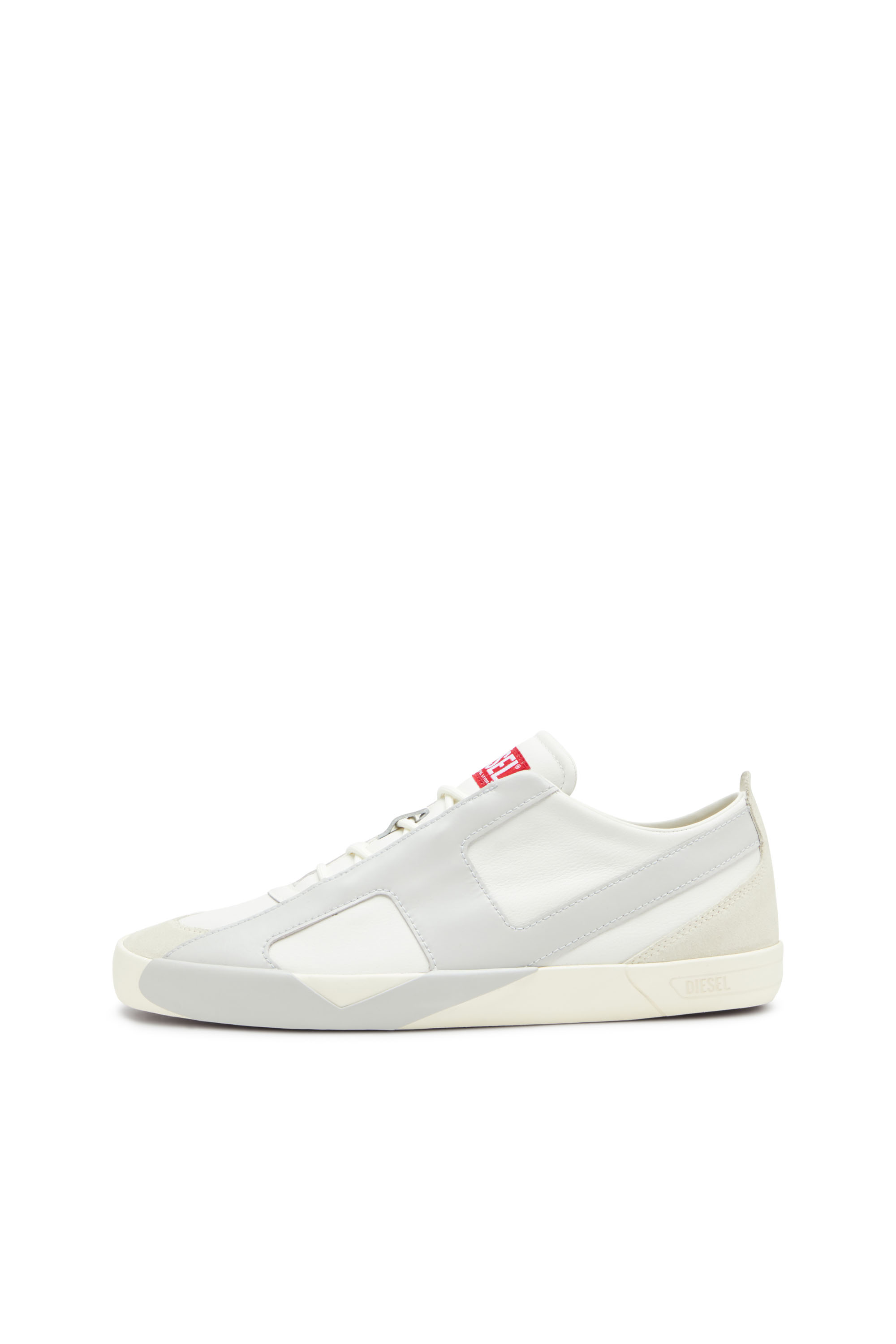 S-SLANTE-D LOW, White/Grey Diesel - S-SLANTE-D LOW, Man's S-Slante-D-Sneakers in suede and leather with D logo in White/Grey - 8