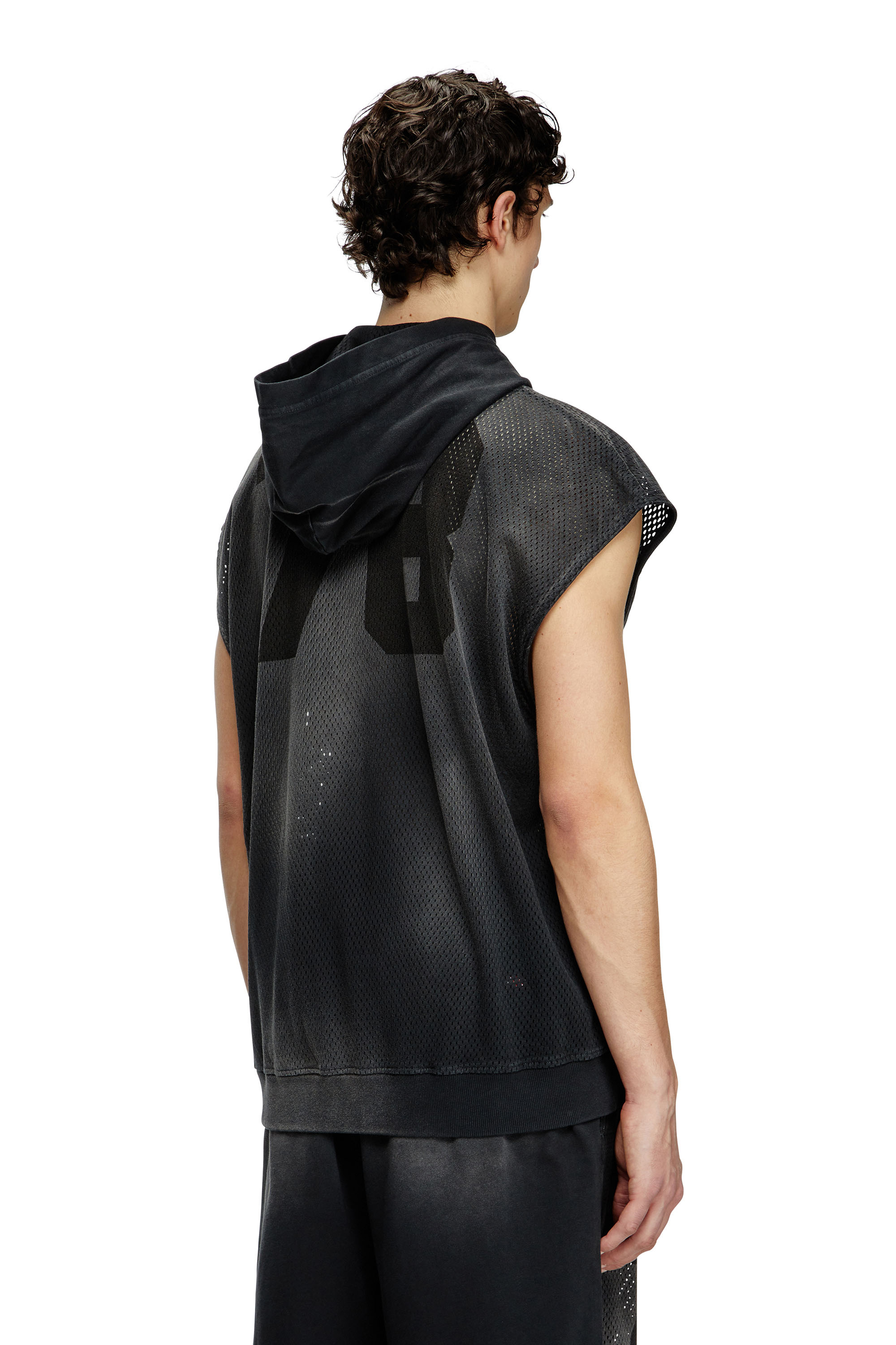 Diesel - S-BOXT-SL-MESH, Man's Sleeveless hoodie in mesh and jersey in Black - 4