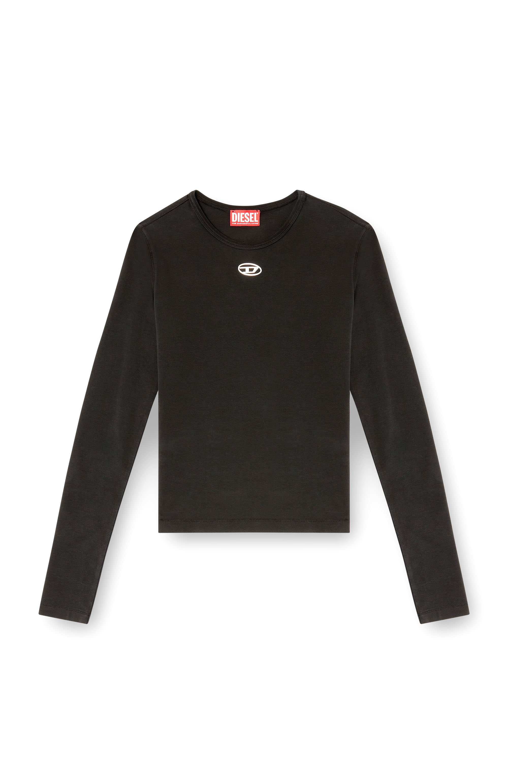 Diesel - T-UNCUTIESLONG-LS-OD, Woman's Cotton sweater with Oval D logo in Black - 2