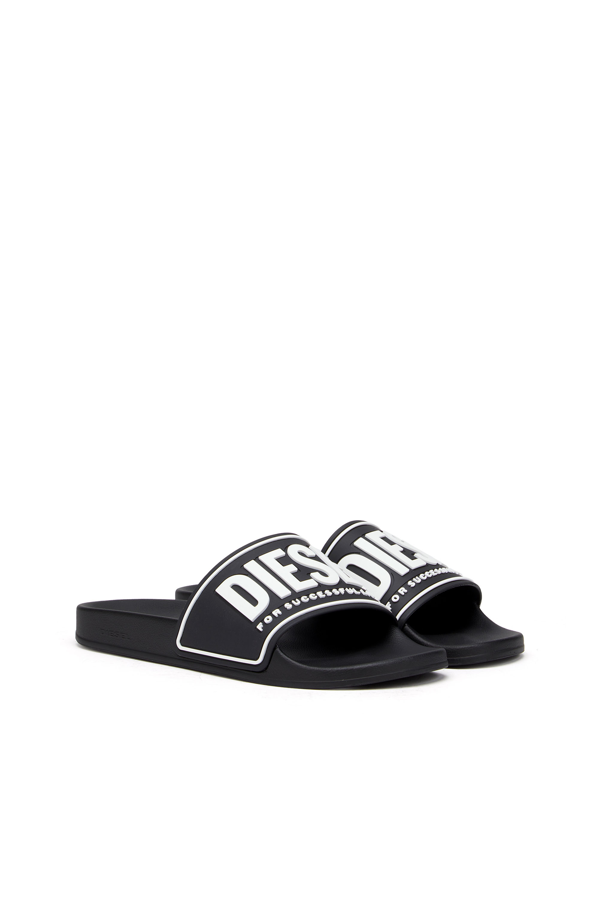 SA-MAYEMI CC, Black/White Diesel - SA-MAYEMI CC, Man's Sa-Mayemi-Pool slides with 3D logo in Black/White - 2