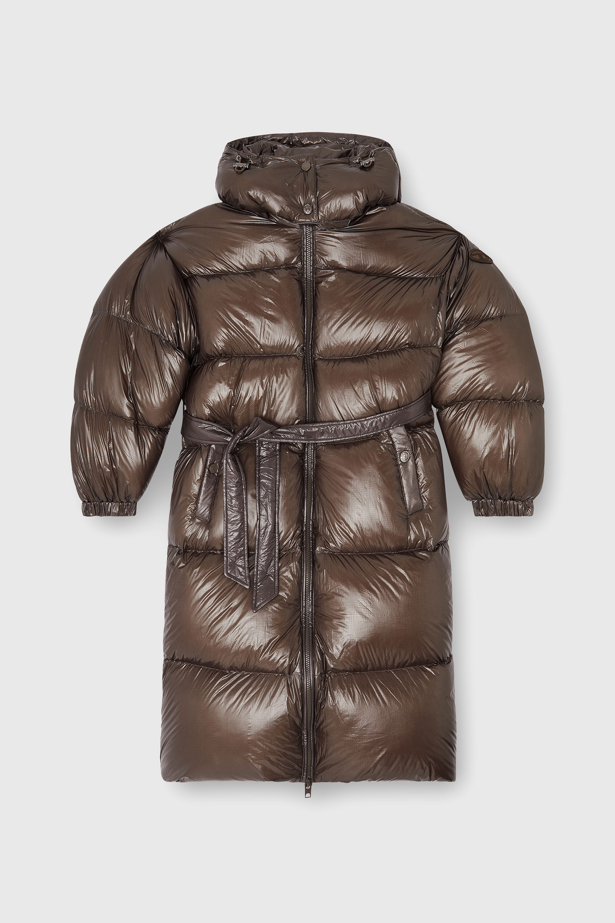 Diesel - W-ISHER, Woman's Down puffer coat in ultra-light ripstop in Brown - 2