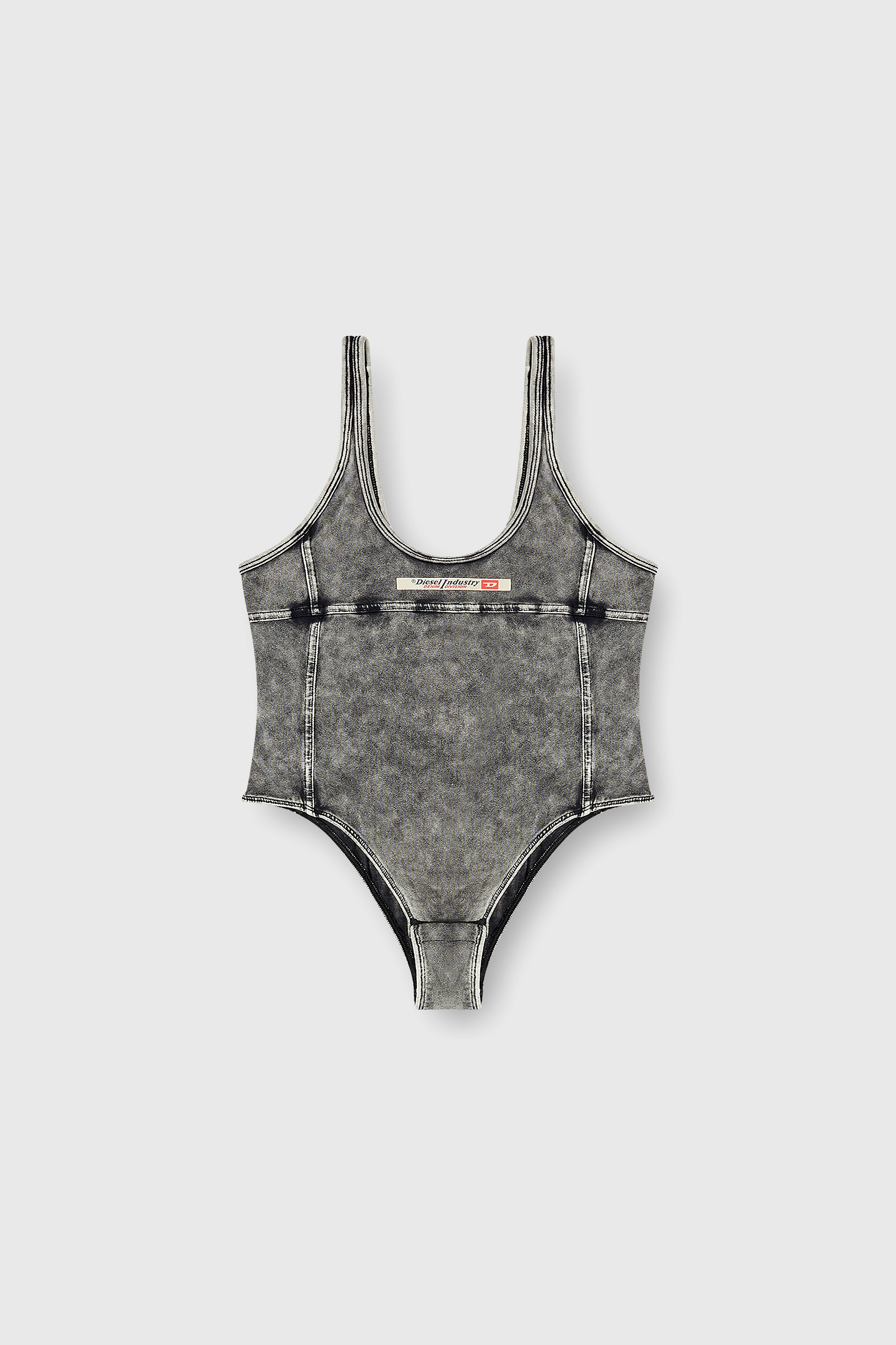 Diesel - PHOEBE-DNM, Woman's Bodysuit in denim-effect jersey in Dark grey - 2