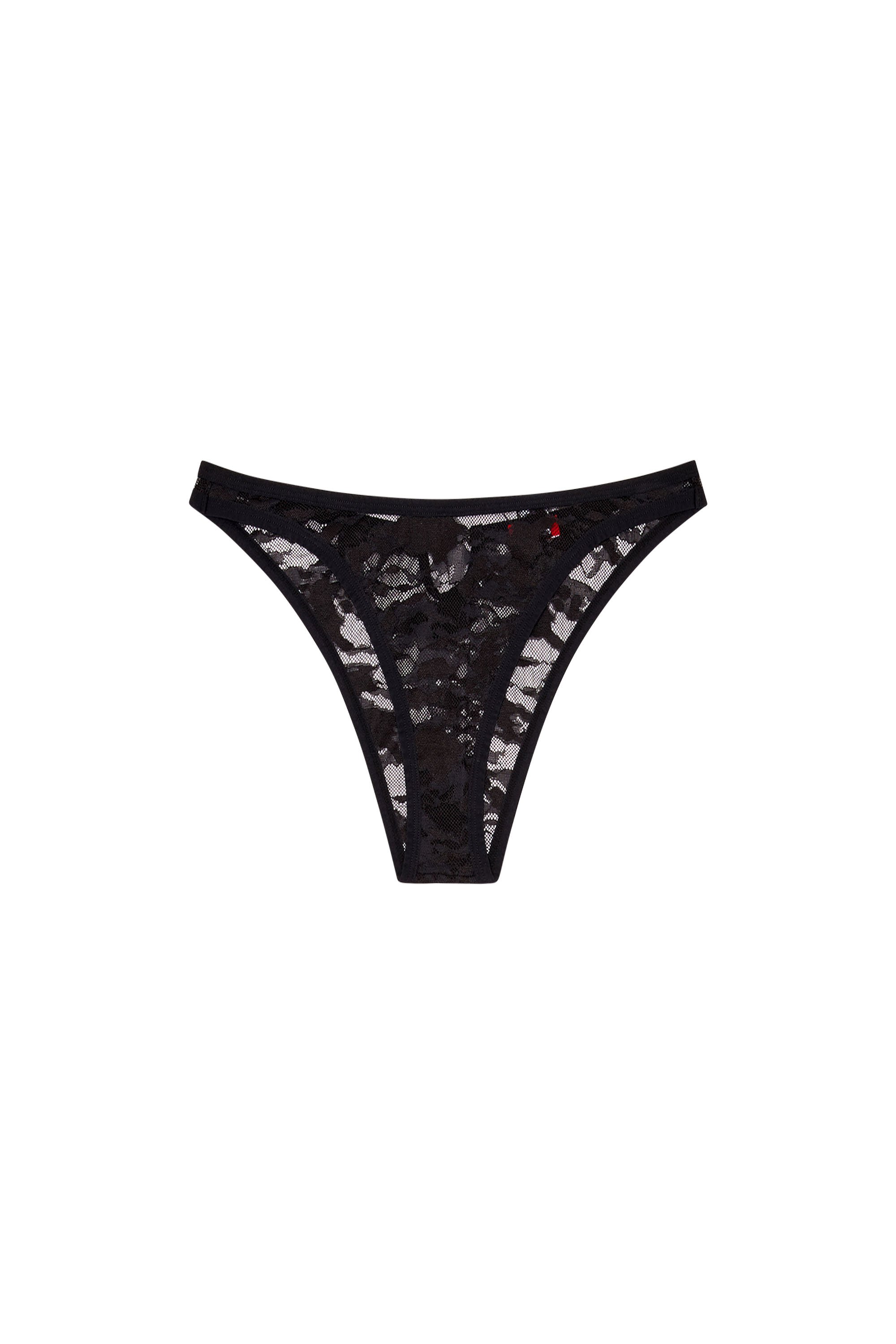 Diesel - UFPN-D-OVAL-PUNCHY-BRIEF, Woman's Camo lace briefs with Oval D plaque in Black - 4