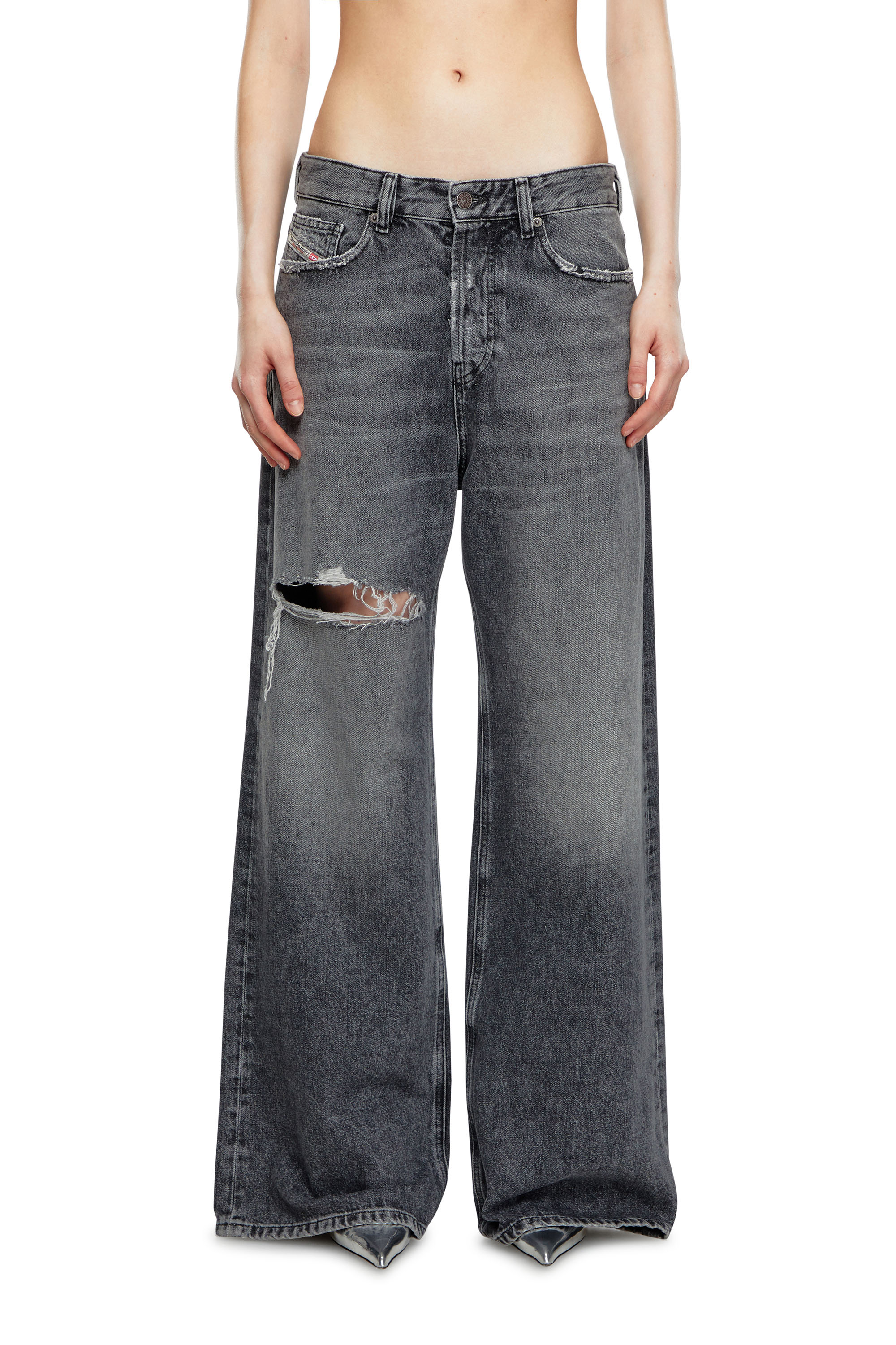 Diesel - Woman Straight Jeans 1996 D-Sire 007X4, Black/Dark grey - Image 3