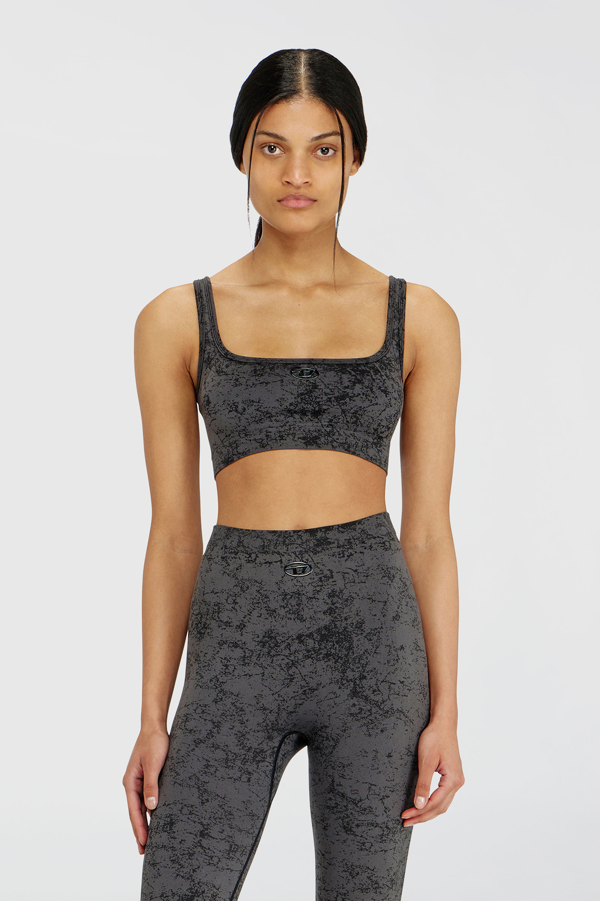 Diesel - HELLA-UTLT, Woman's Sports bra with utilitarian print in Dark grey - 2