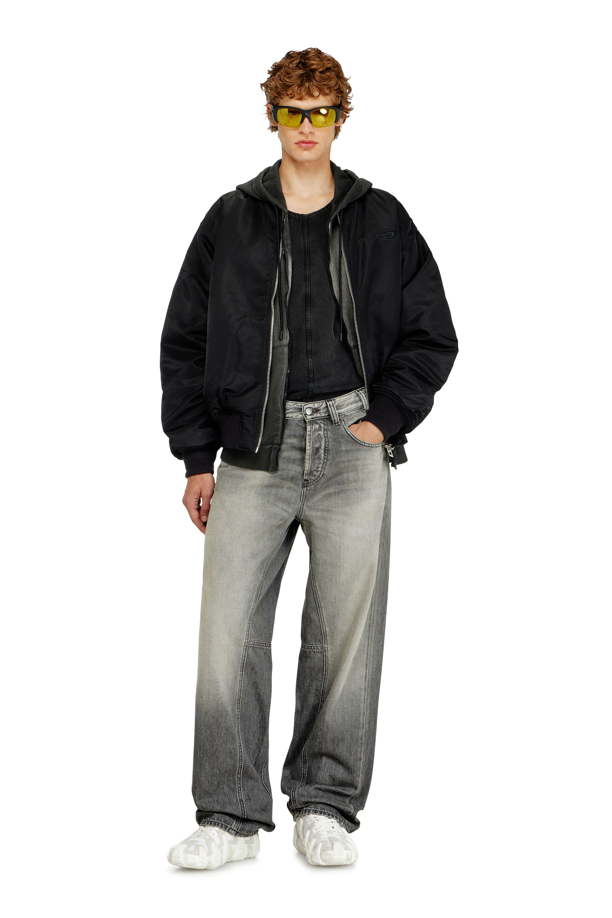 Diesel - W-TYPE-D1, Man's Padded bomber jacket with Oval D embroidery in Black - 1