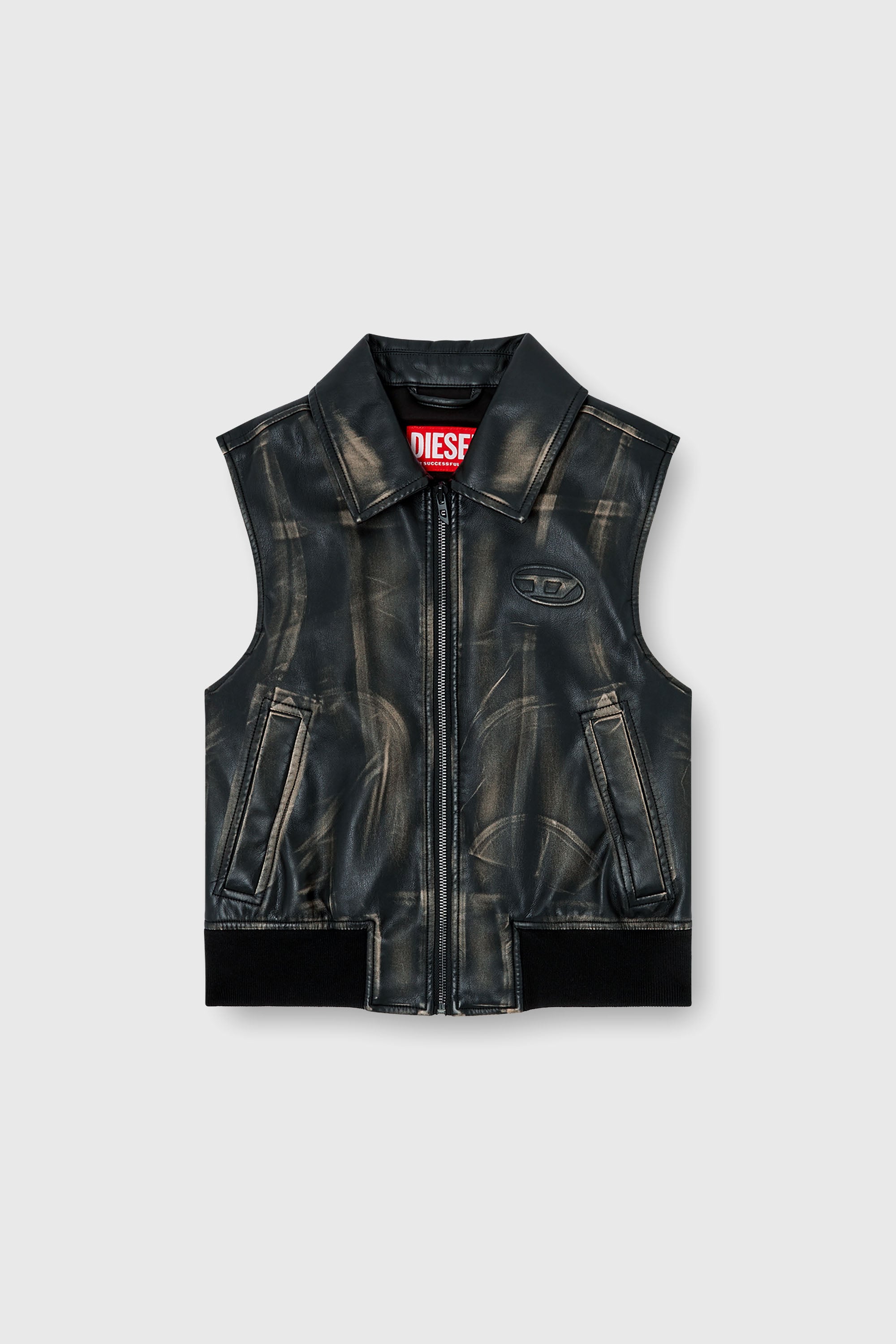 Diesel - G-INKO, Woman's Bomber vest with distressed effect in Brown - 2