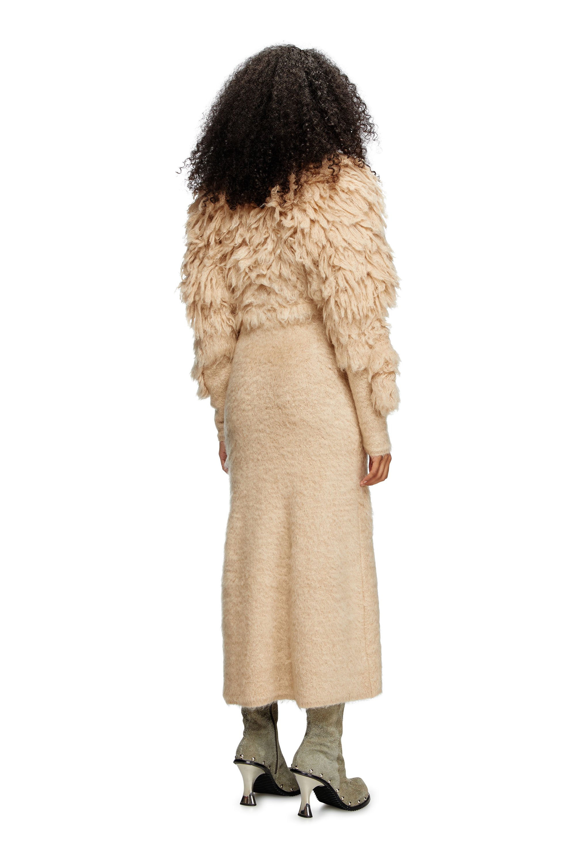 Diesel - M-PACE, Woman's Turtleneck dress in shaggy mohair in Beige - 3