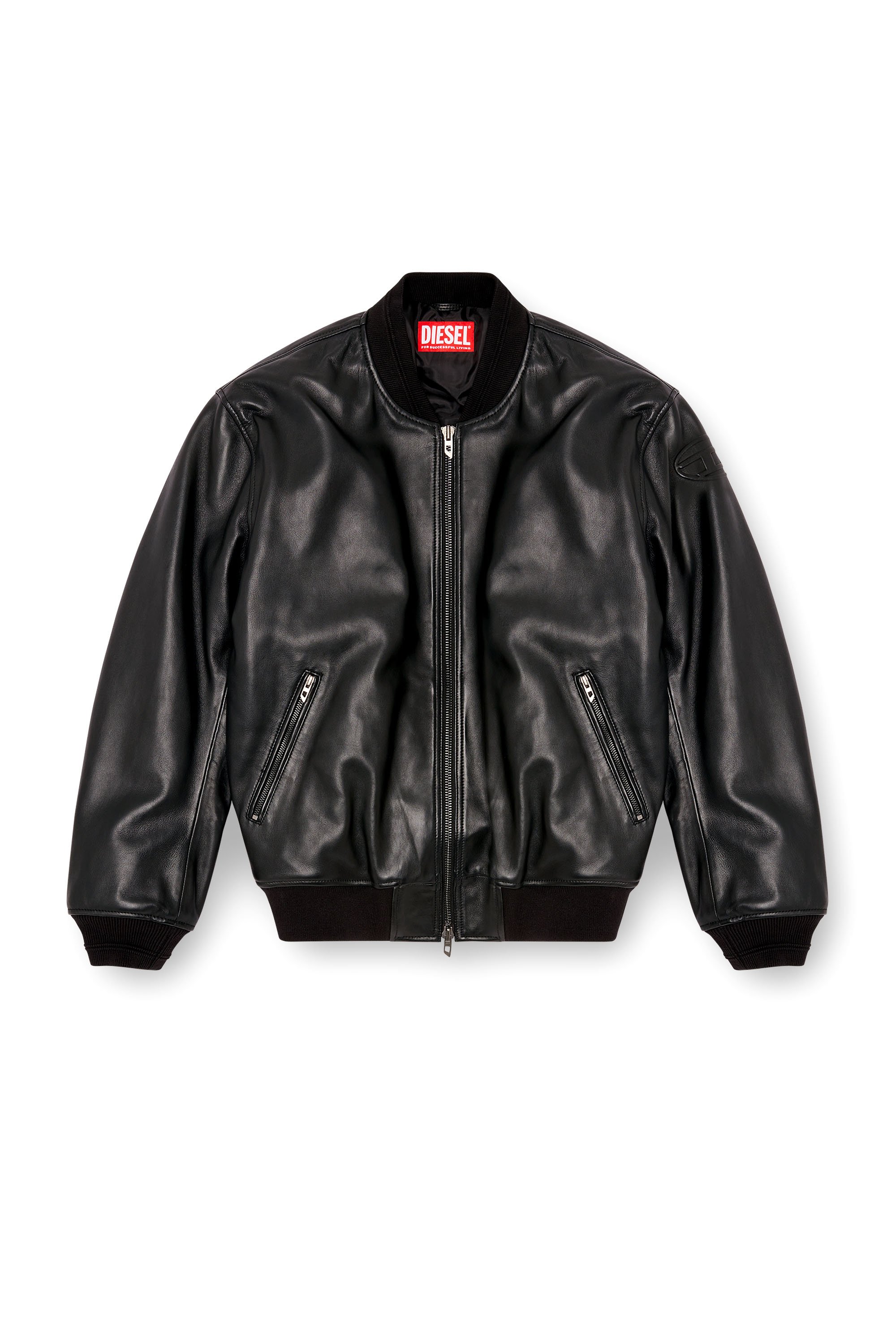 Diesel - L-KHAN, Man's Leather bomber jacket in Black - 3