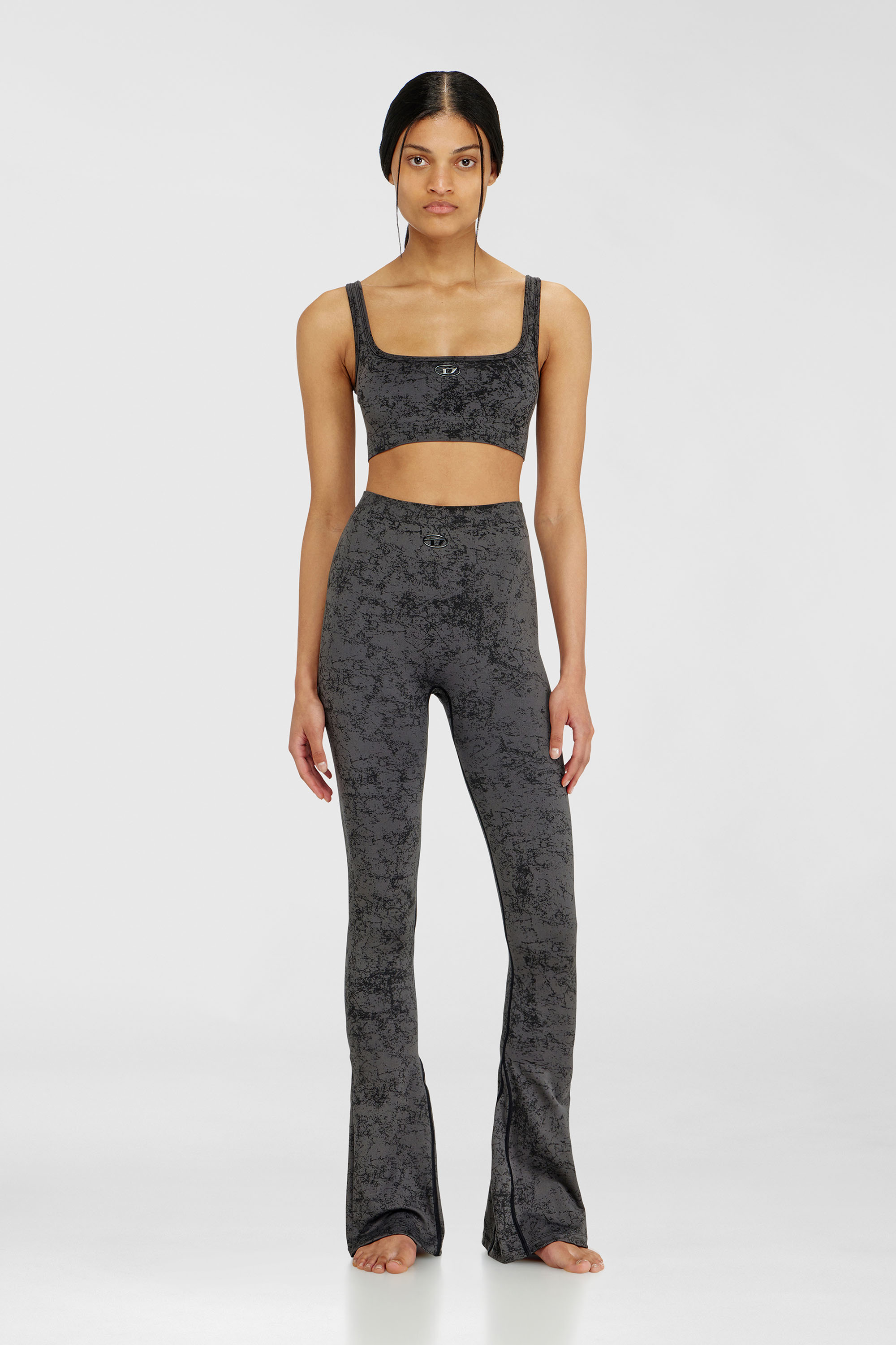 Diesel - CORNELIA-UTLT, Woman's Fared leggings with utilitarian print in Dark grey - 1