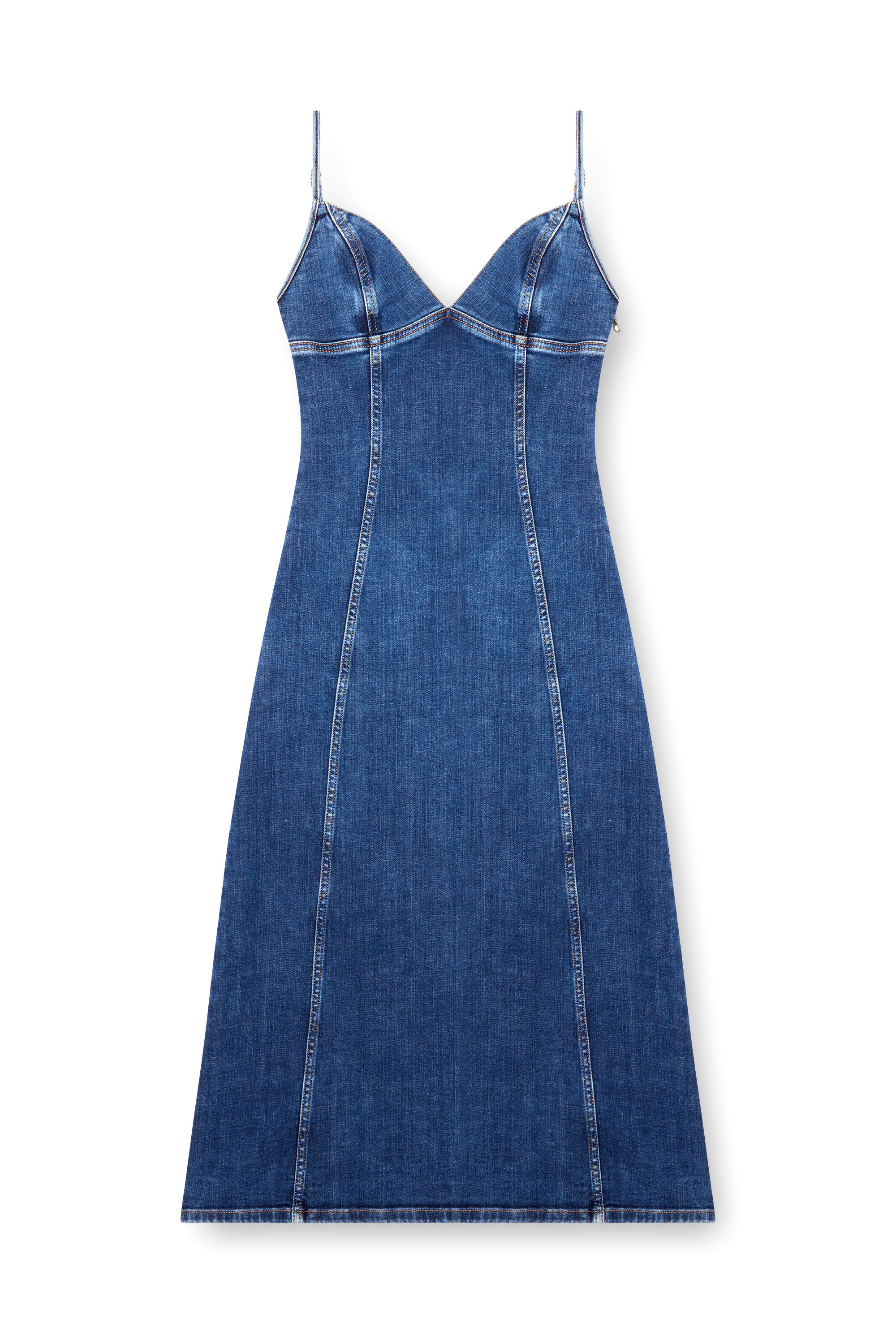 Diesel - DE-FULVY-DRESS-D, Woman Strappy midi dress in denim in Blue - Image 4