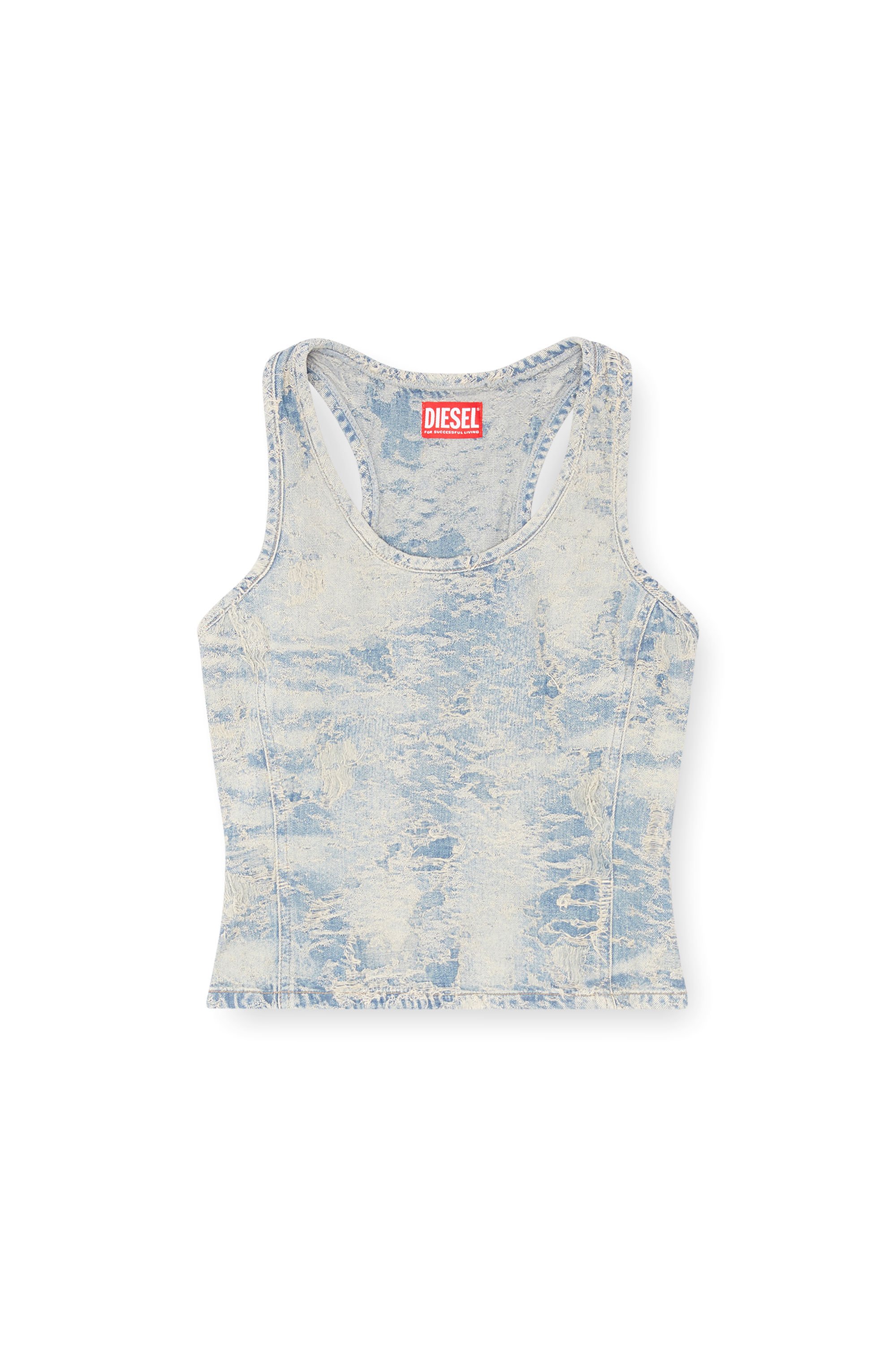 Diesel - DE-NORG-FSF, Woman's Tank top in dirty jacquard denim in Light Blue - 5