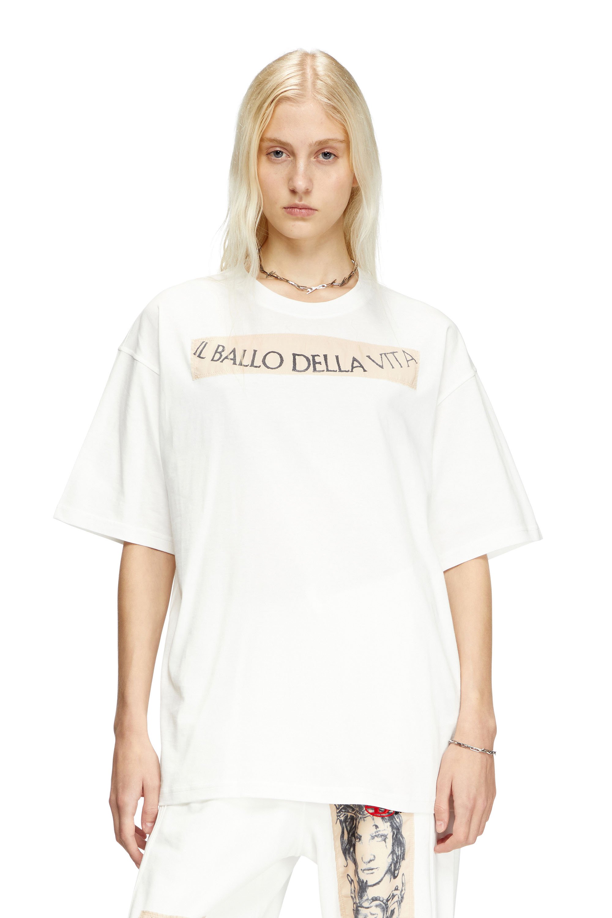 Diesel - T-BOXT-BALLO-DD, Unisex's T-shirt with tattoo patch in White - 5