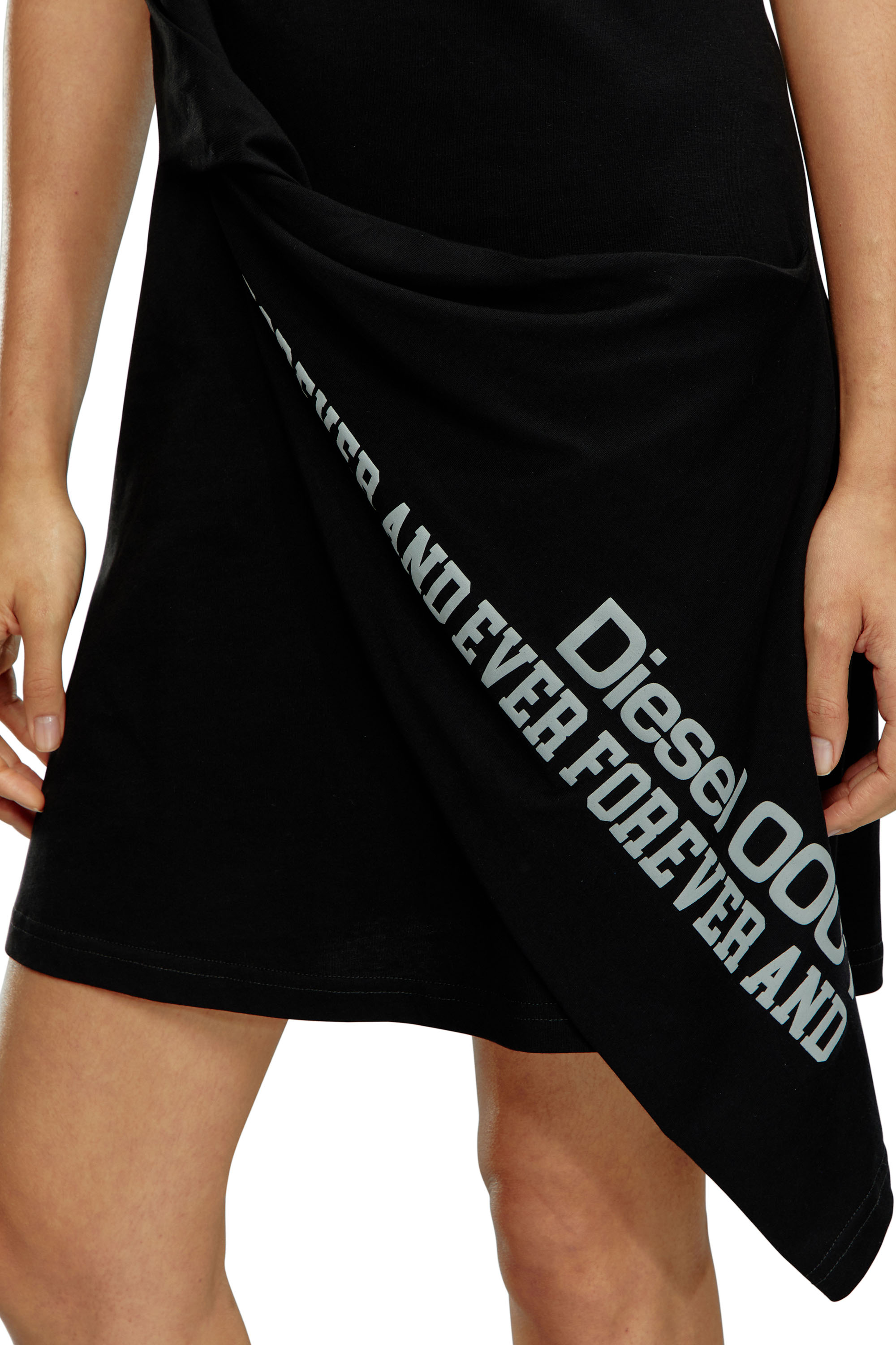 Diesel - D-ZELIE, Woman Short halterneck dress in printed jersey in Black - Image 3
