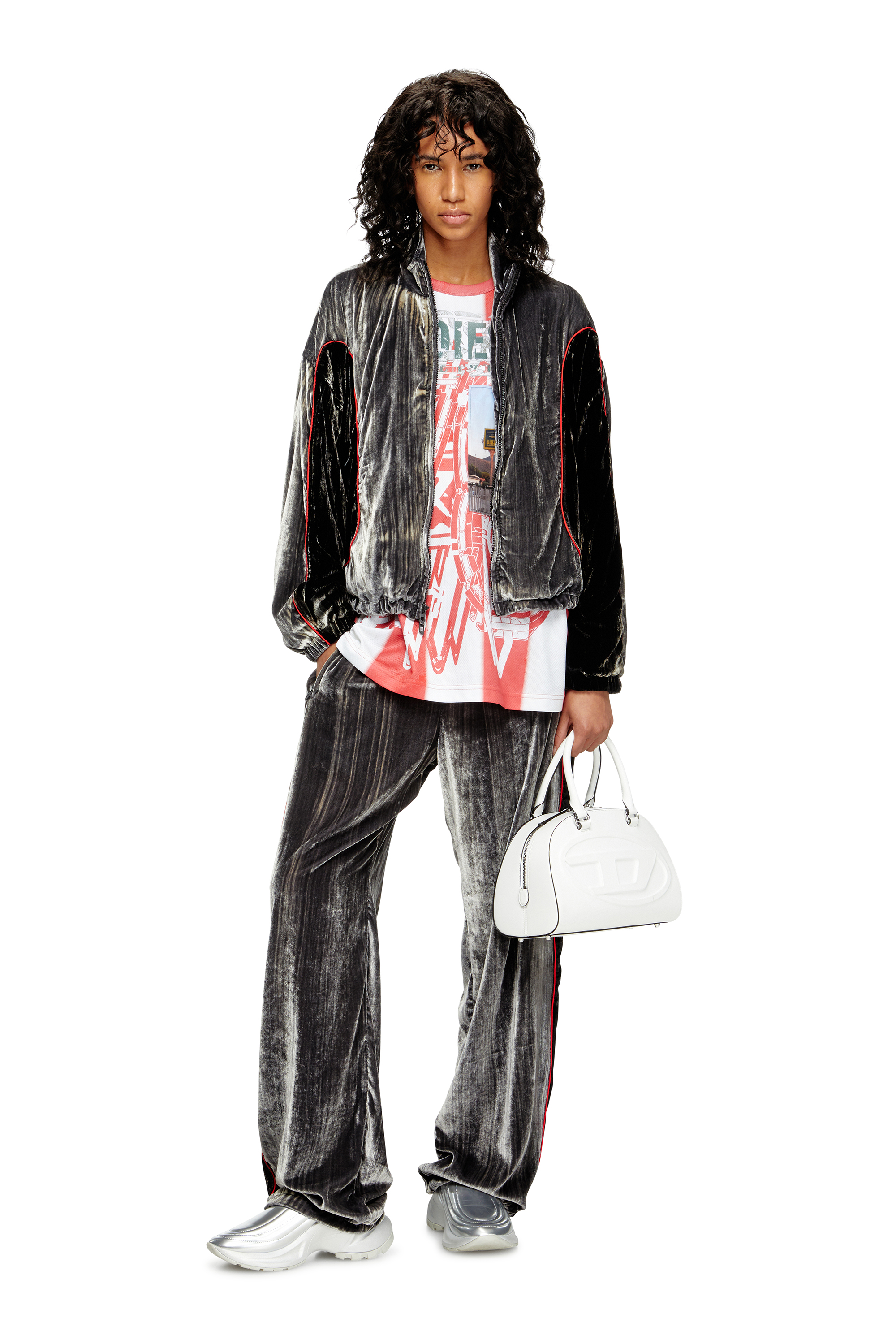 Diesel - 1DR DOME TOP HANDLE, Woman's 1DR Dome-Leather bowling bag in White - 6