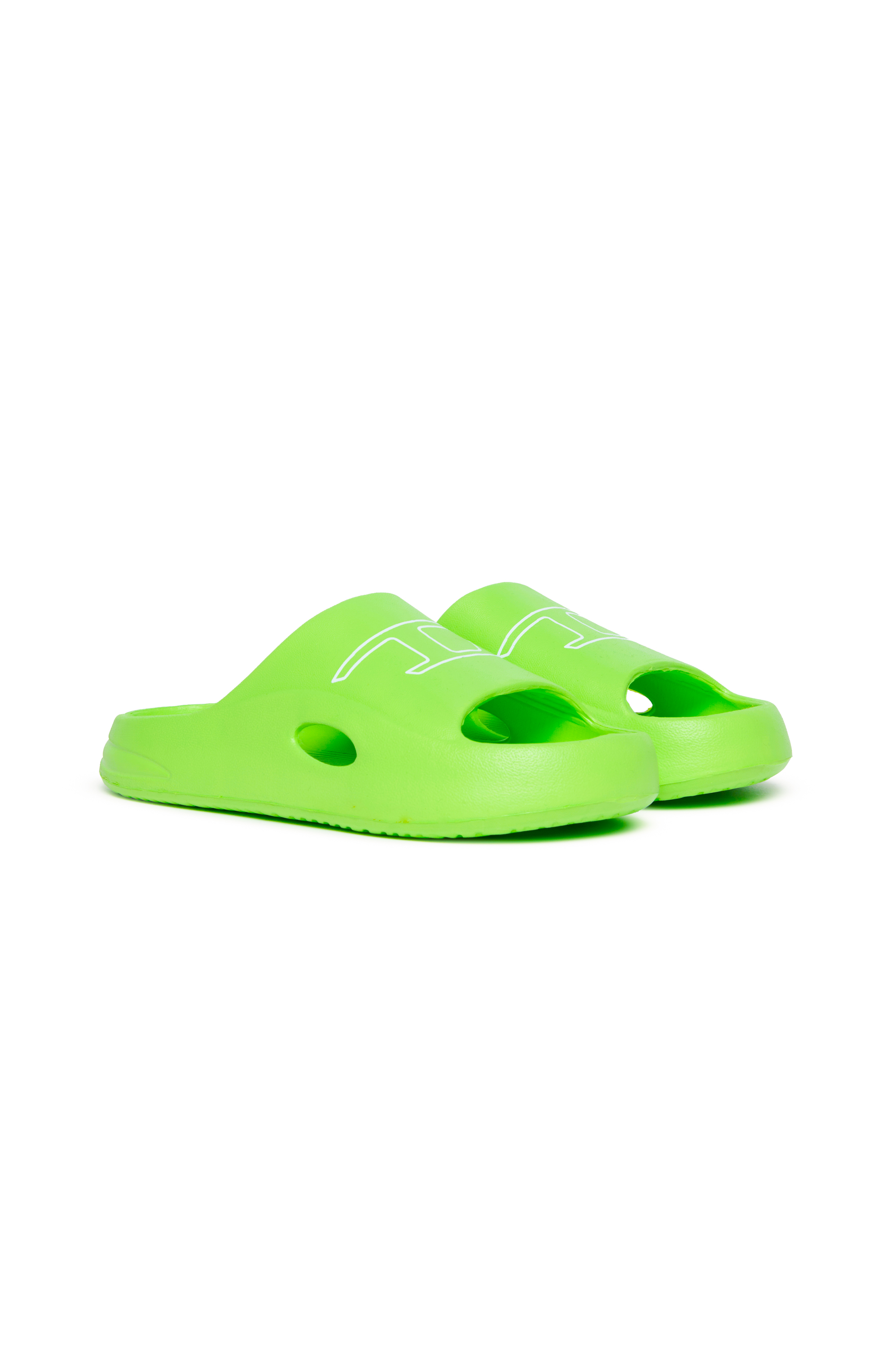 Diesel - SA-CHUNCKY D, Unisex's EVA pool slides with logo print in Green Fluo - 2