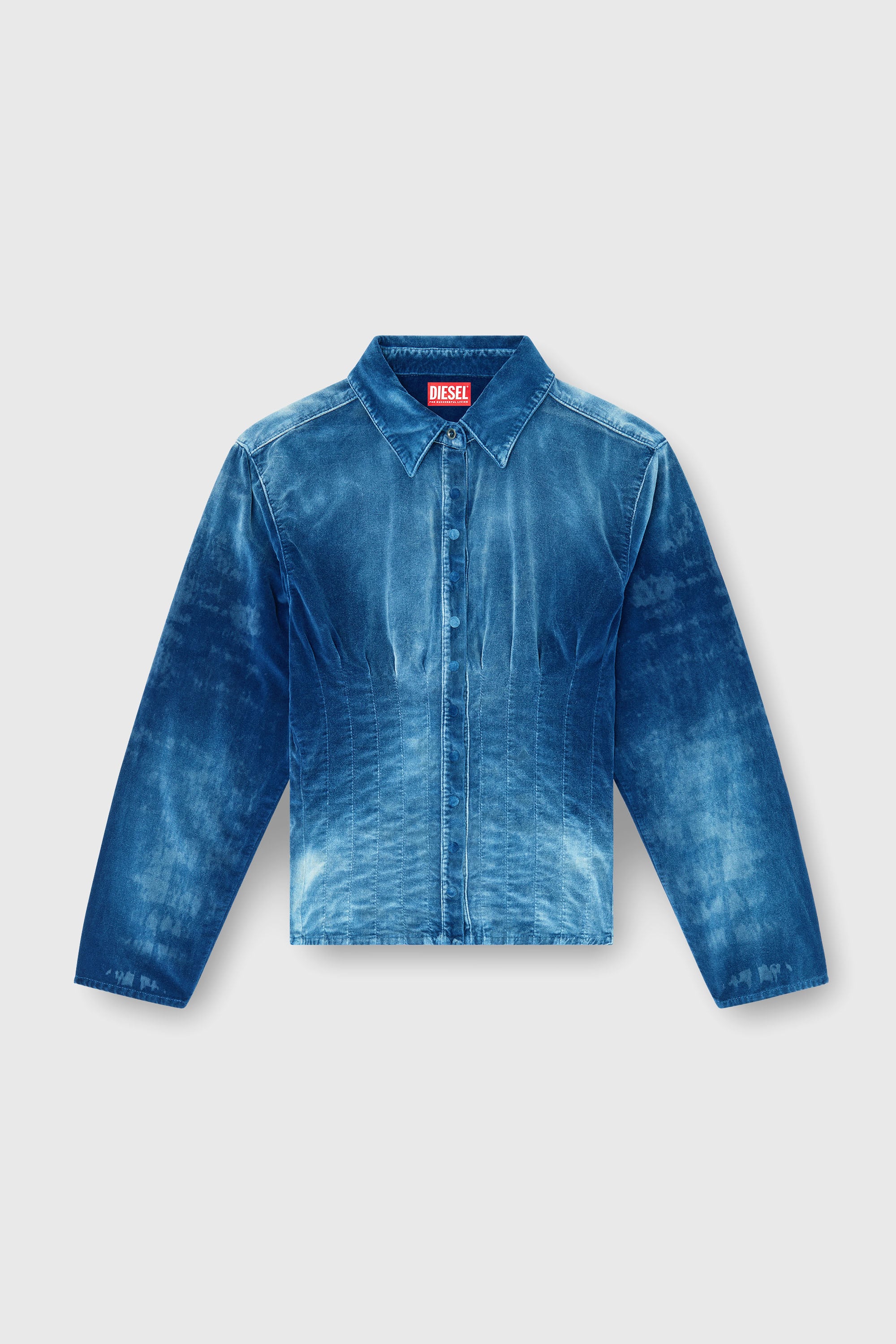 Diesel - DE-SINDI-FSJ, Woman's Shirt in velvet denim in Dark Blue - 1