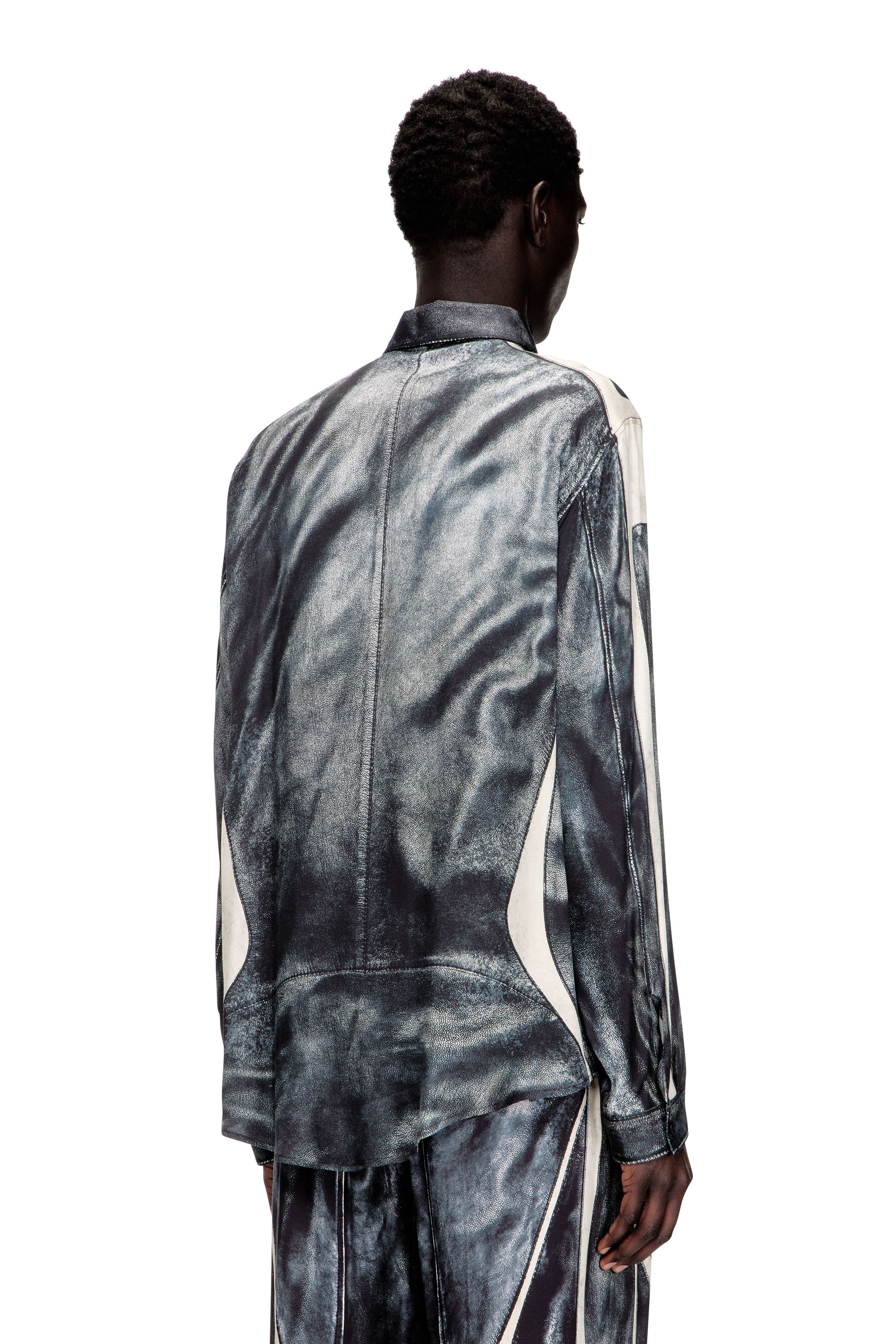 Diesel - S-SIMPLY-BMCZ, Man's Printed viscose shirt with front zip closure in null - 4