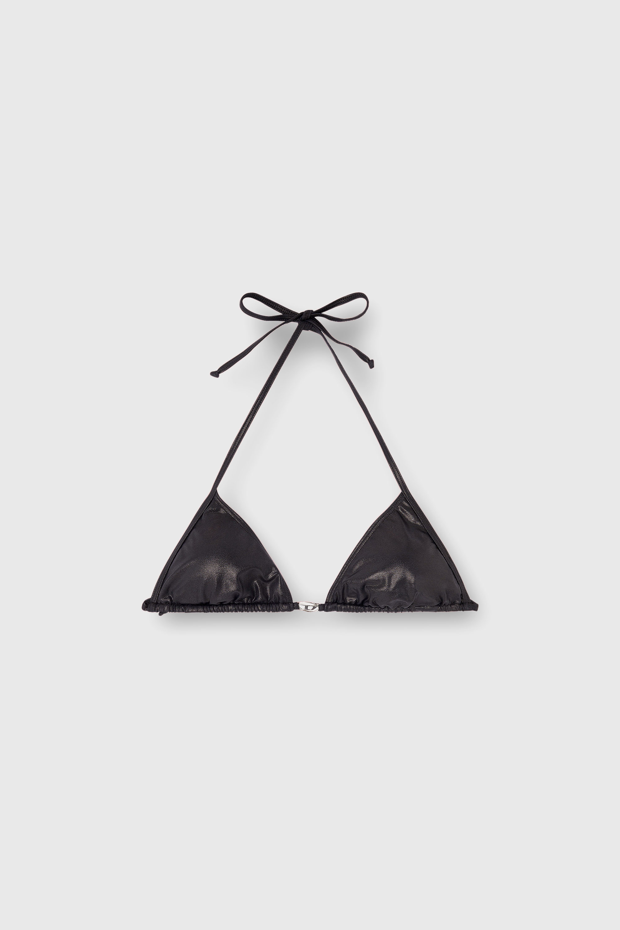 Diesel - ELETTRA-DNM, Woman's Triangle bikini top in shimmery fabric in Black - 2