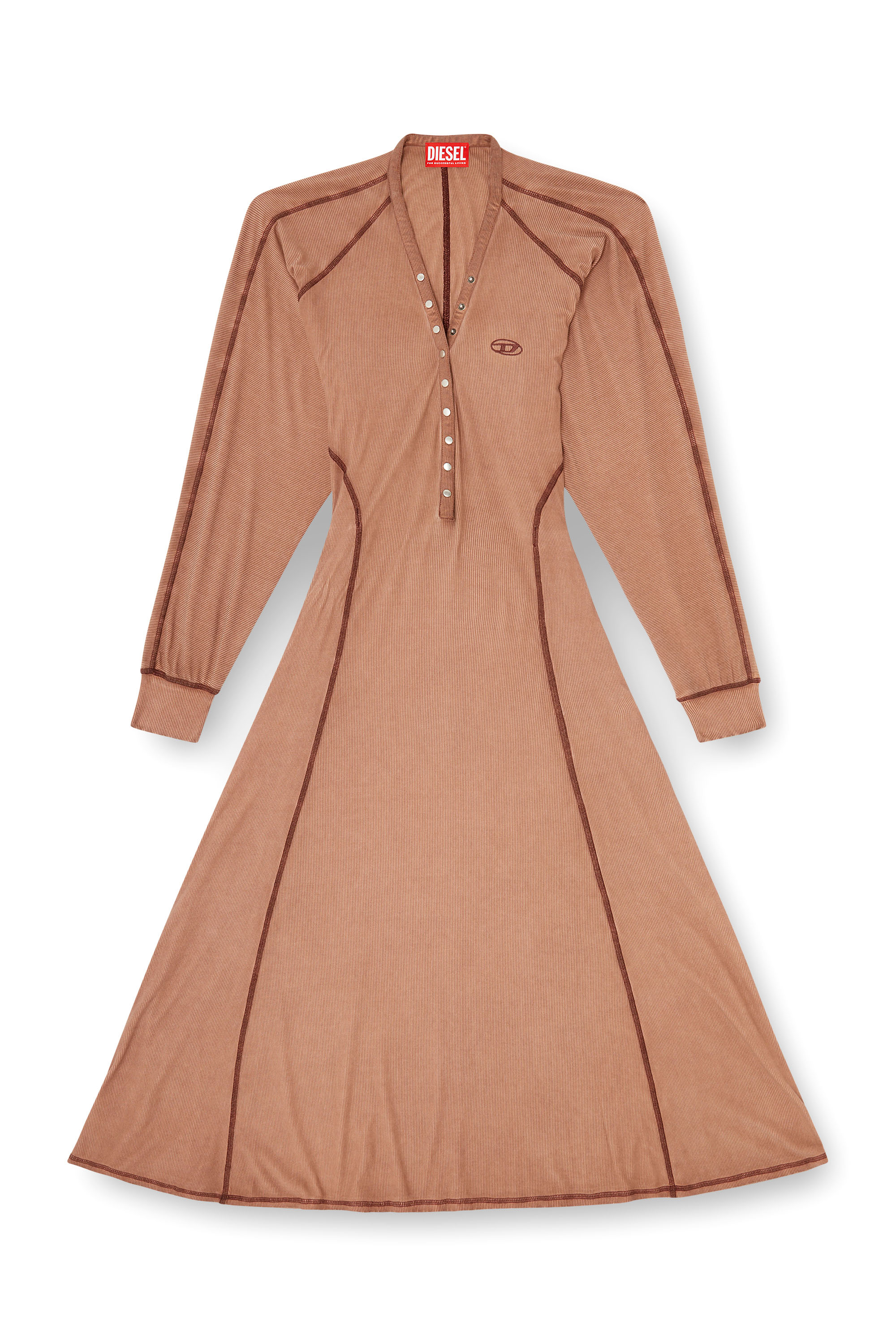 Diesel - D-ISERINA, Woman's Midi dress in ribbed jersey with batwing sleeves in null - 3
