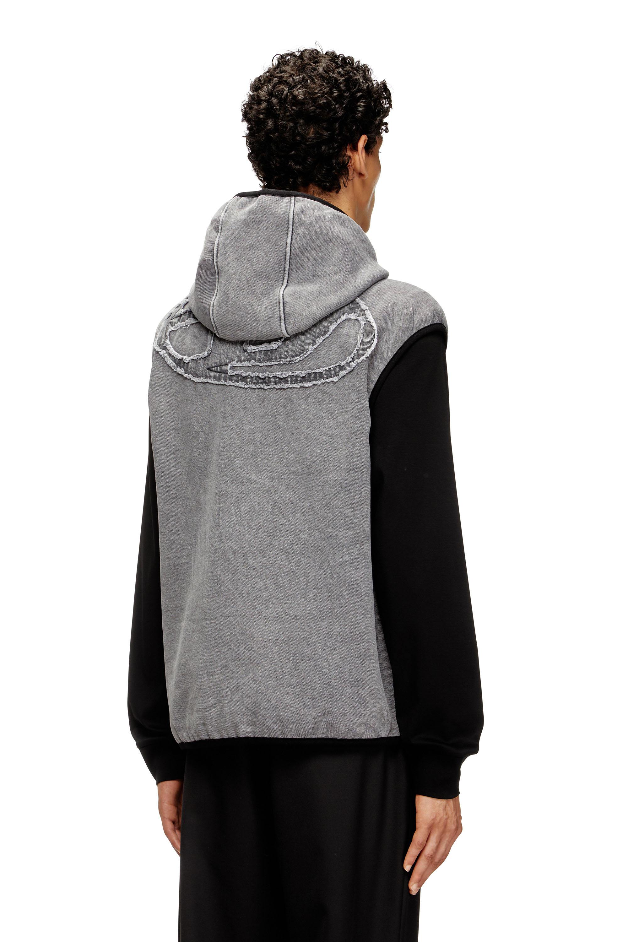 Diesel - S-HAKY-NEW, Man's Sleeveless zip-up hoodie in Grey - 4