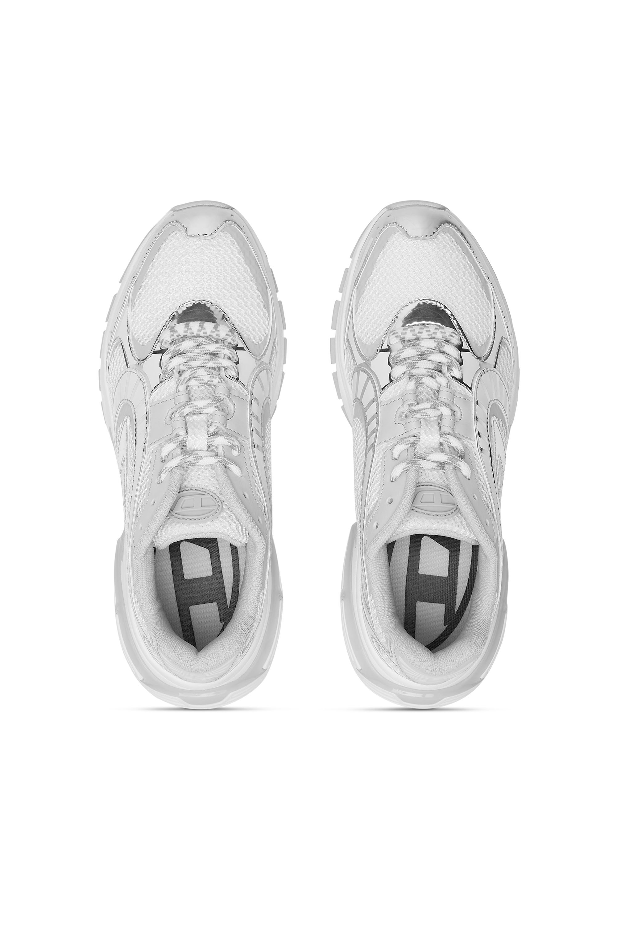 Diesel - S-PRO-V-DENSE LOW W, Woman's S-Pro-V-Dense-Metallic mesh sneakers with Oval D logo in White/Silver - 4