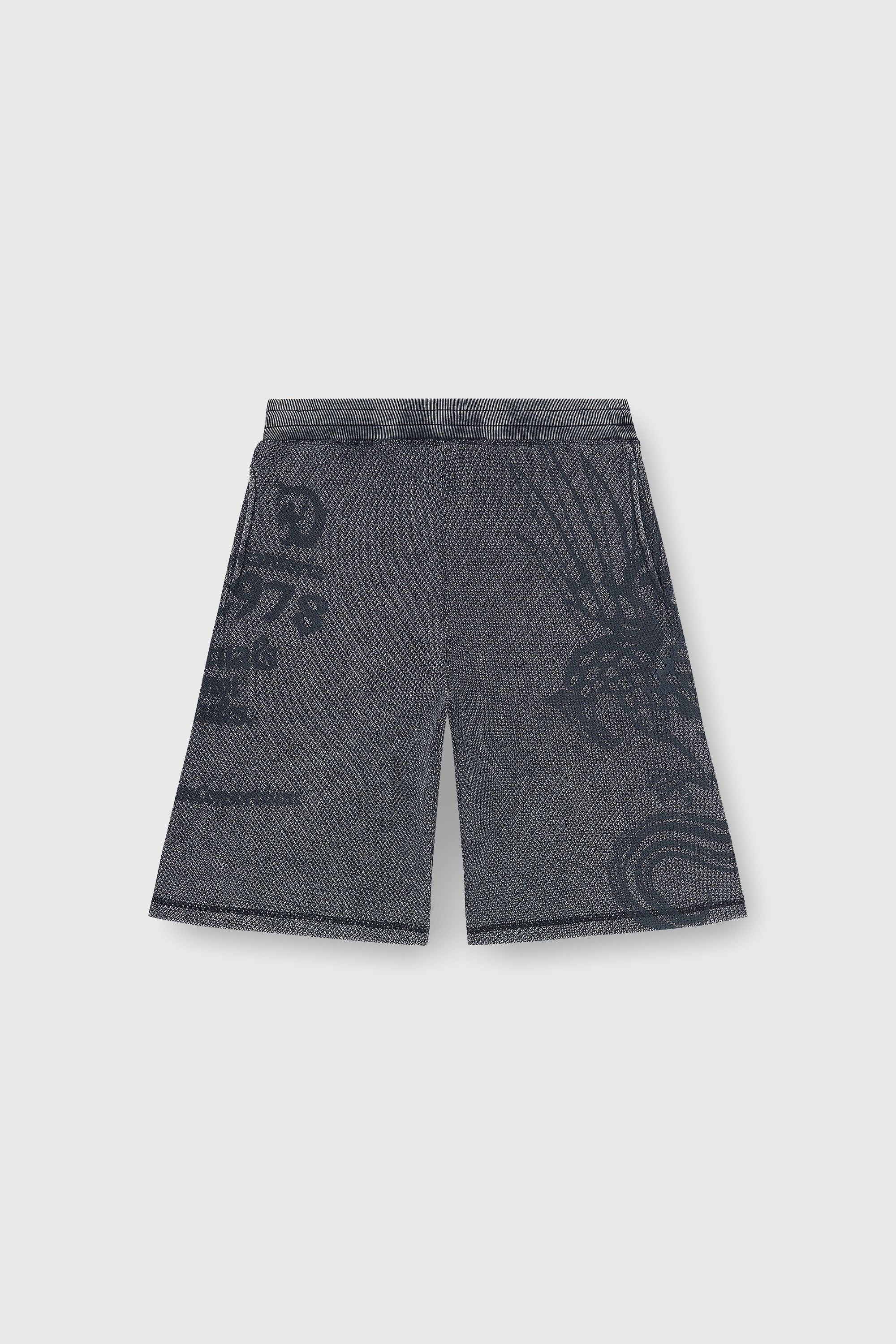 Diesel - P-ERRY, Man's Mesh cotton sweatshorts with prints in Grey - 2