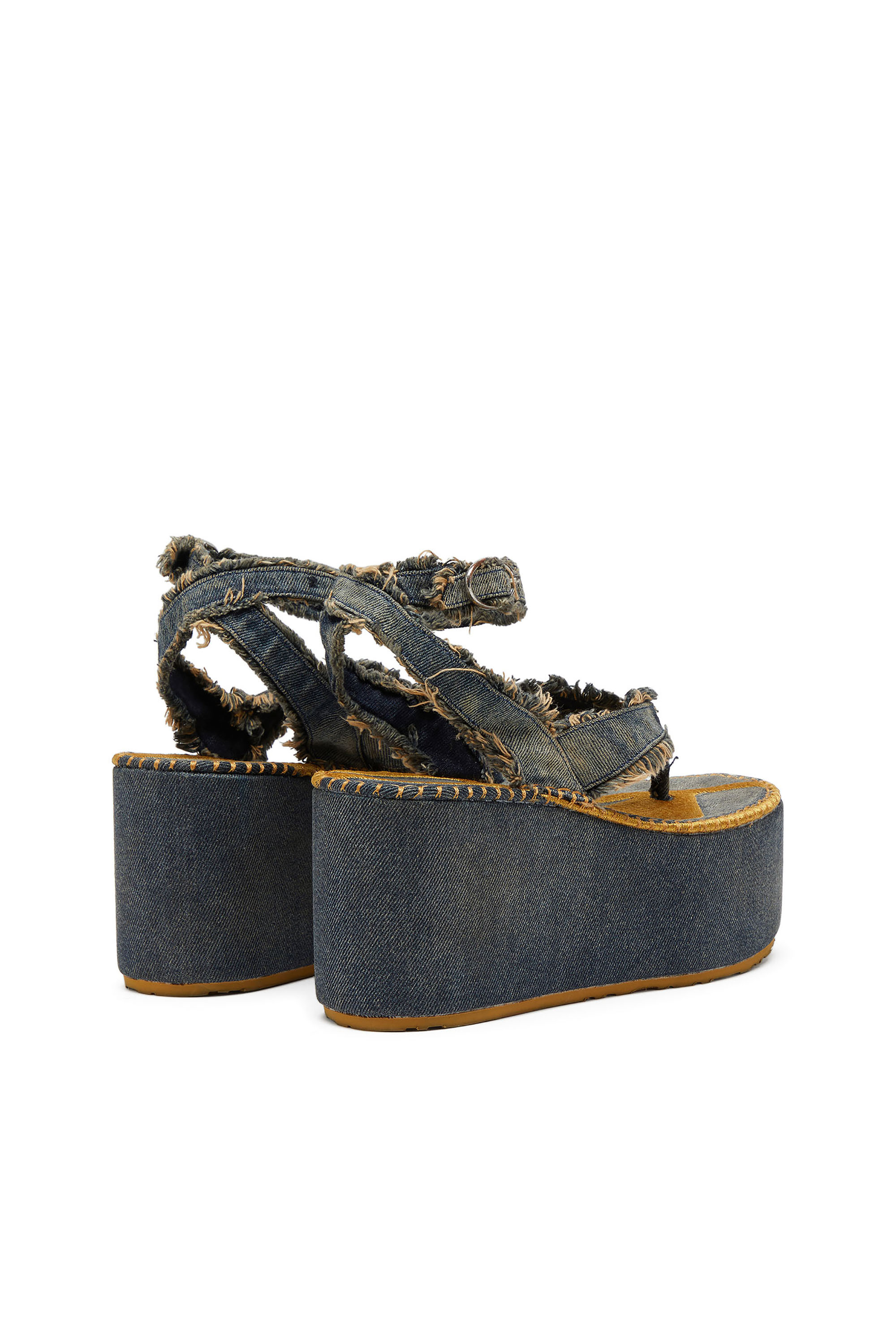 Diesel - SA-NIKOLA SANDAL, Woman's Sa-Nikola - Sandal in denim with frayed details in Blue/Grey - 4