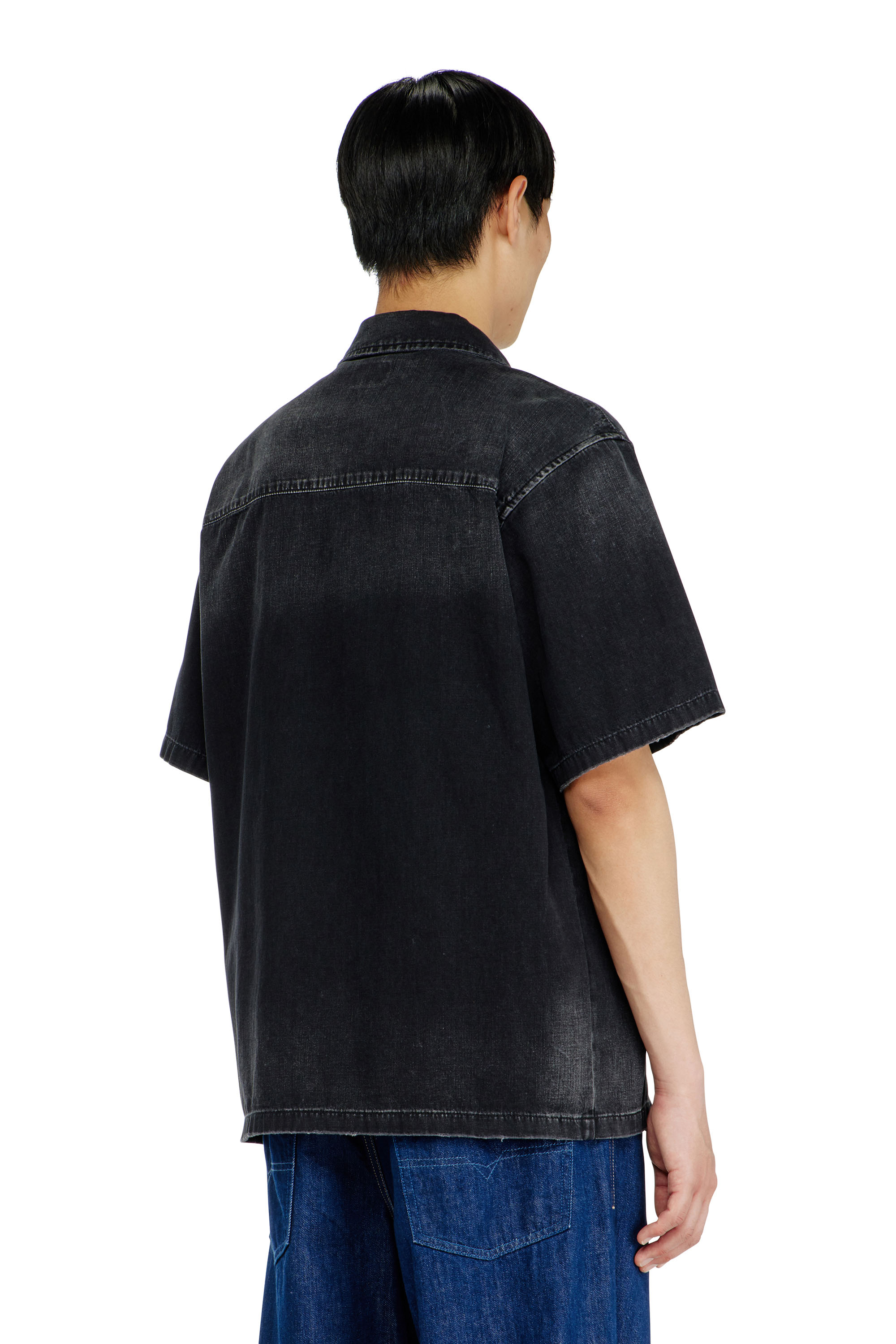 Diesel - D-NABIL-D, Man's Denim short-sleeve shirt in Black - 4