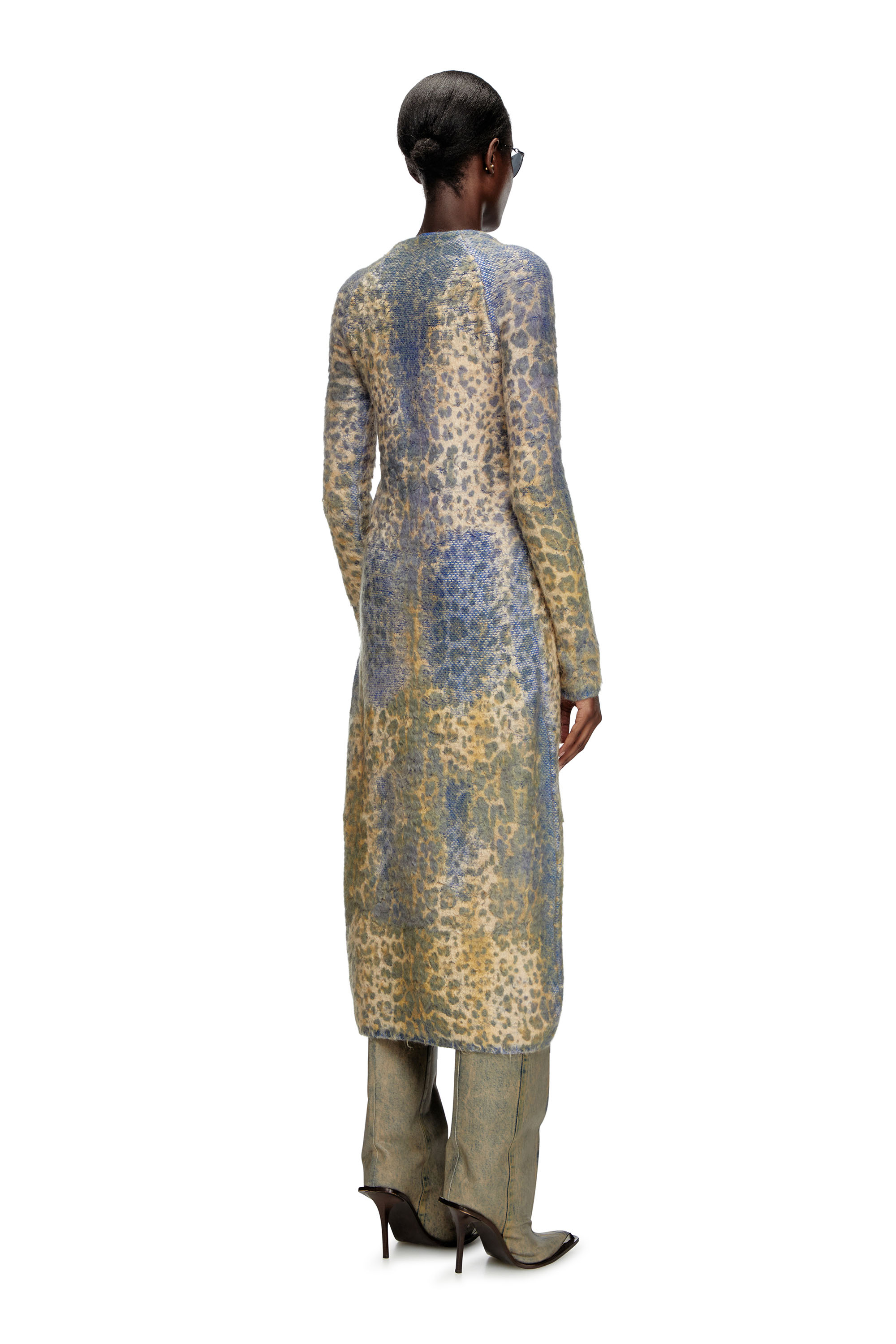 Diesel - M-SOFOCLE, Woman's Leopard print dress with devoré jacquard in Beige/Blue - 2