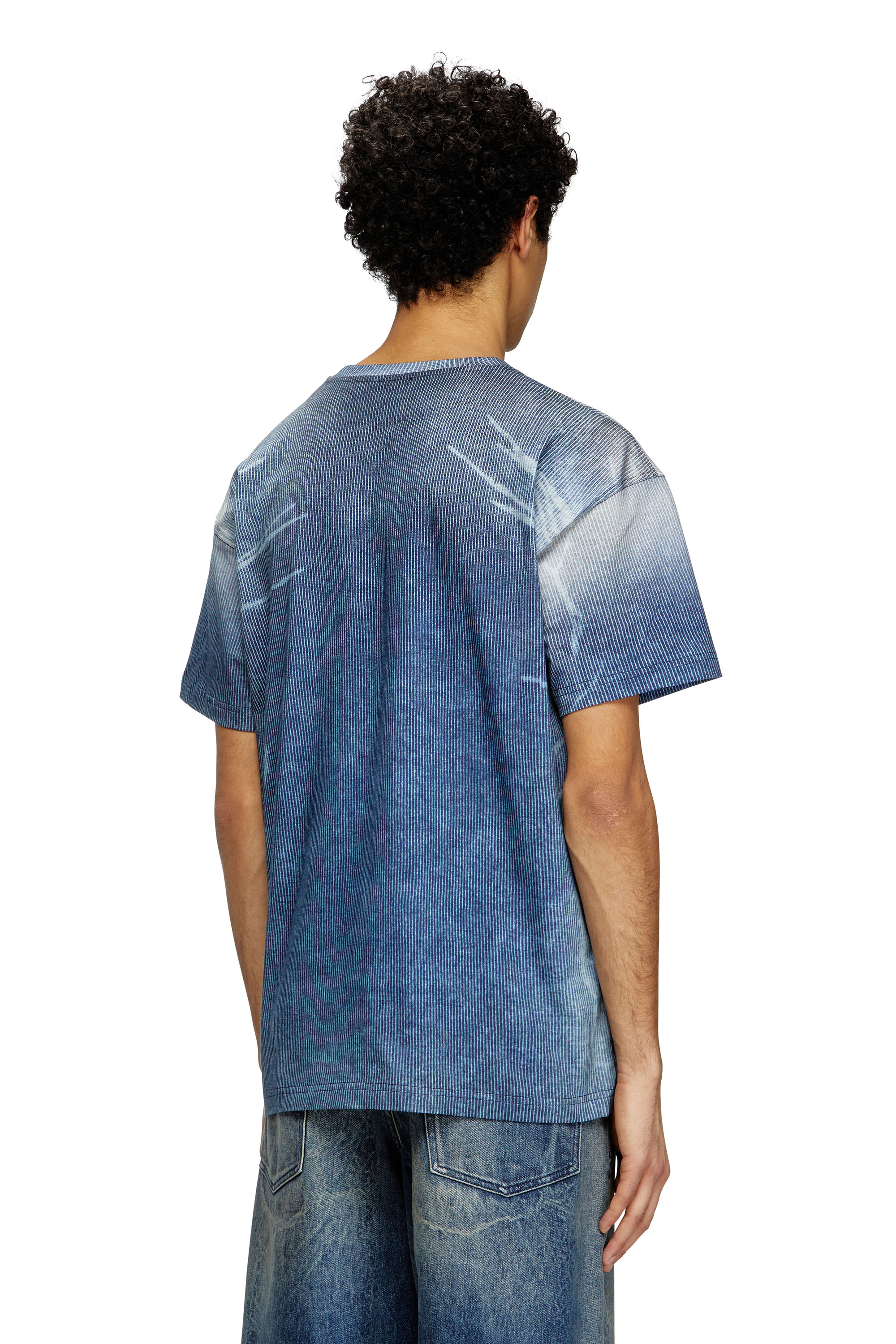 Diesel - T-NORM-R3, Man's T-shirt with rib-knit print in Blue - 4