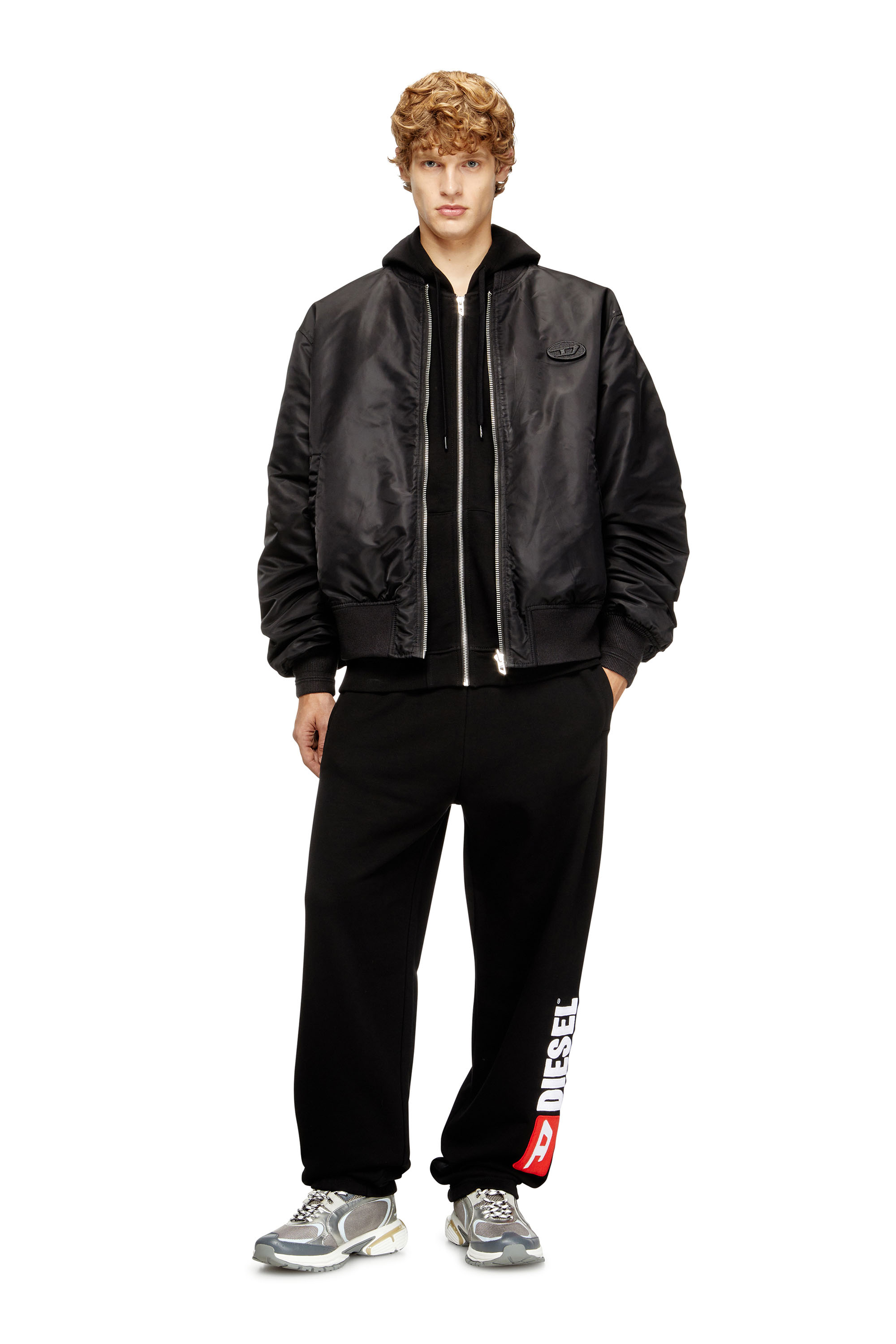 Diesel - W-TYPE-D1, Man's Padded bomber jacket with Oval D embroidery in Black - 3